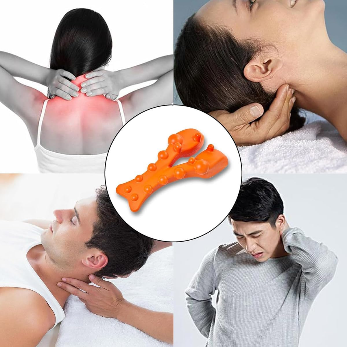AIMALL Ergonomic Back Stretcher and Neck Pillow - Cervical Relief and Muscle Relaxation, Acupressure Support for Improved Sleep, 5.7"X13" Dimensions, Orange image number 2