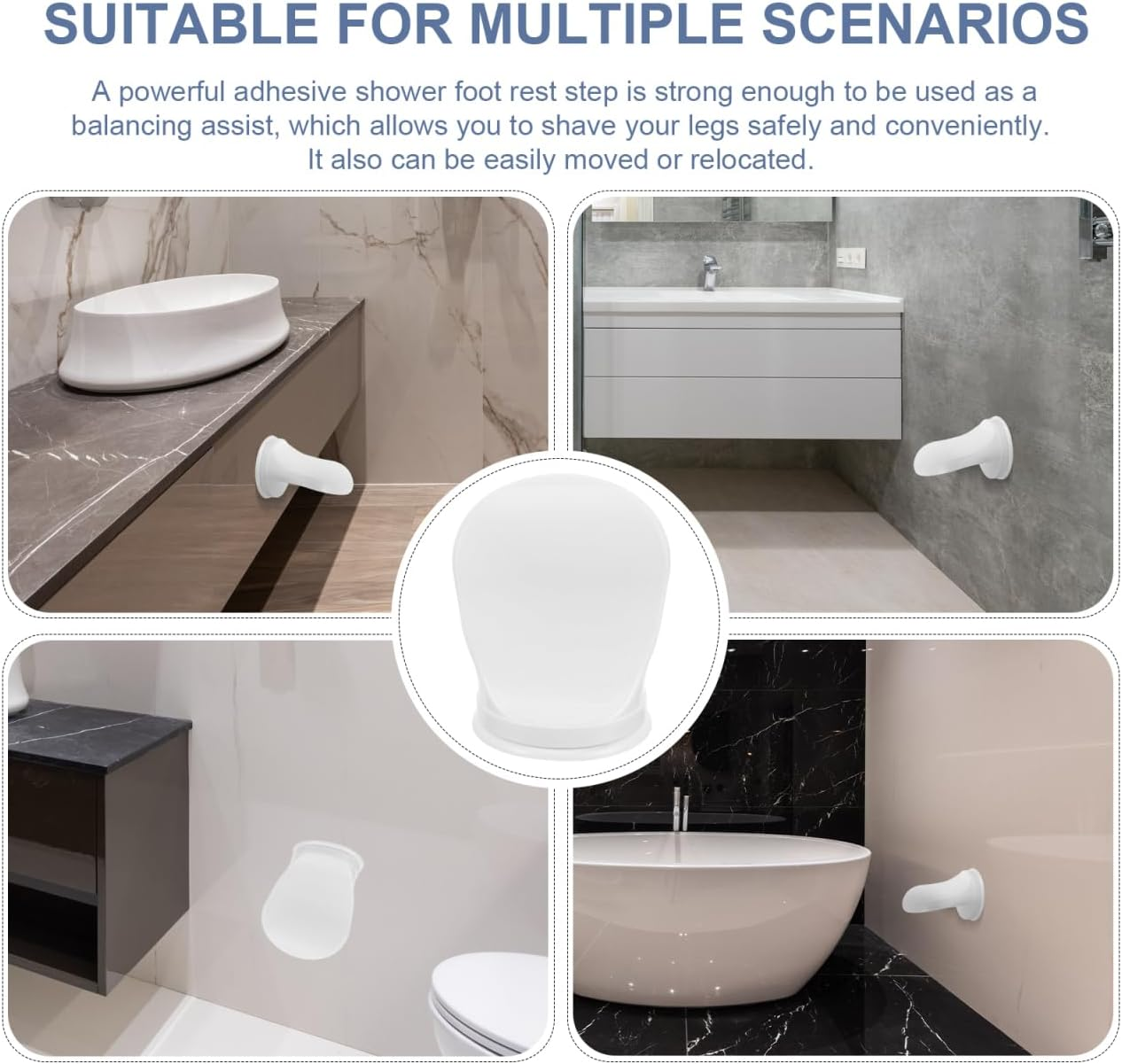 Healvian Wall-Mounted Shower Foot Rest Stool for Washing and Shaving, Non-Slip Pedal Aid for Elderly and Pregnant, Bathroom Footrest with Suction Cup image number 5