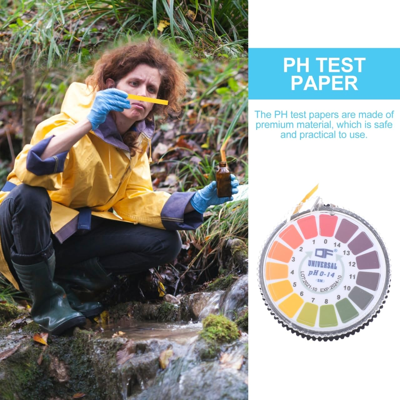 Ph Test Paper Roll 0-14 Range Acid Alkalinity Water Quality Testing Strip Portable 1 Roll for Laboratory and Home Use image number 2