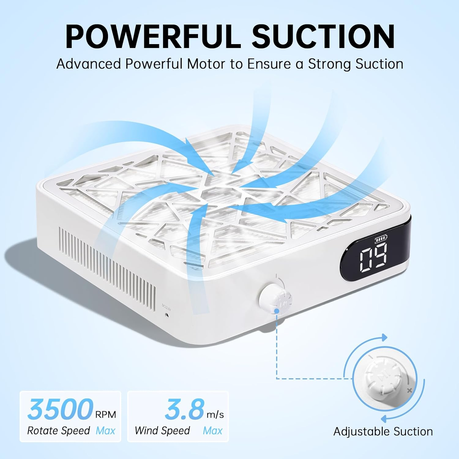 Nail Dust Collector Powerful Vacuum Fan Dust Collector Dust Suction Extractor Machine for Acrylic Nail Polish Nail Salon White image number 6