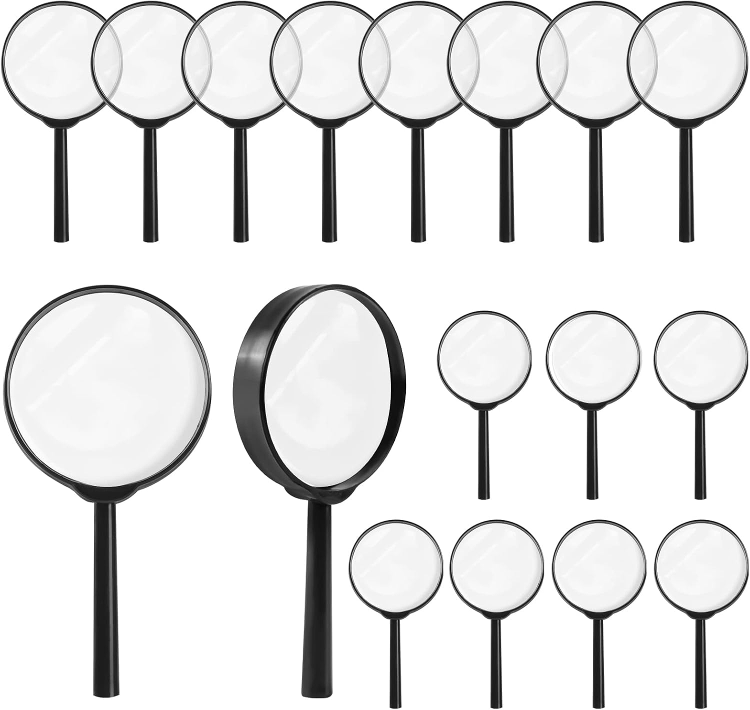 32Pcs Magnifying Glass for Kids, Hand Lens Portable Magnifying Glasses for Science Class, Outdoor Activities, Party, Reading (Black)