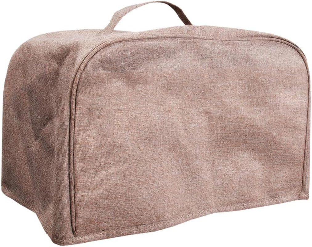 FLR Large 4 Slice Toaster Cover with Pockets, Can Hold Toaster Tongs and Knife, Dust-Proof & Oil Proof , Toaster Cover with Top Hand, Fit Most Large 4 Slice Toaster. (Rice Coffee, 16&rdquo; X 7.5&rdquo; X 8&rdquo;)