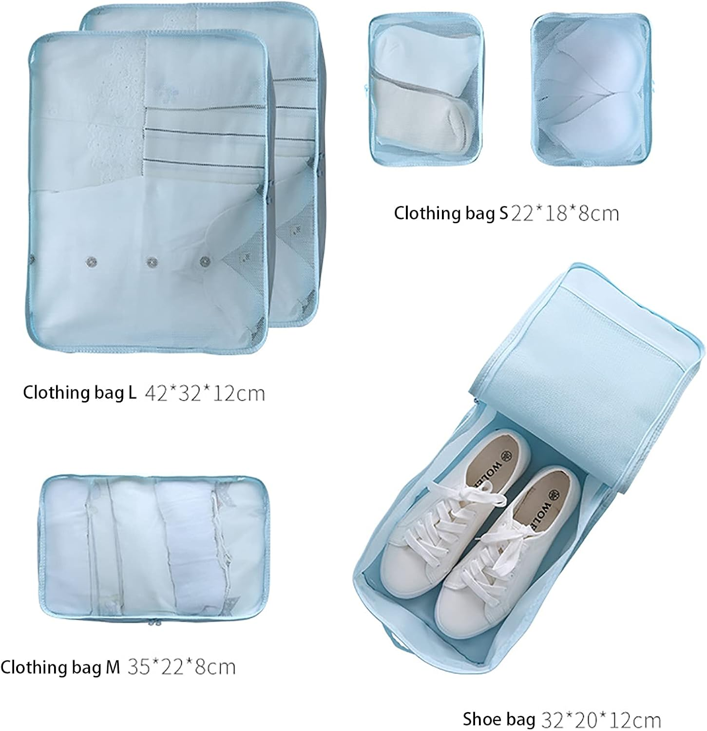 Packing Cubes for Travel 6Piece Luggage Organizer Set Premium Quality Travel Cubes for Packing Suitcase Carry-On Bags and Backpack,Beige image number 6