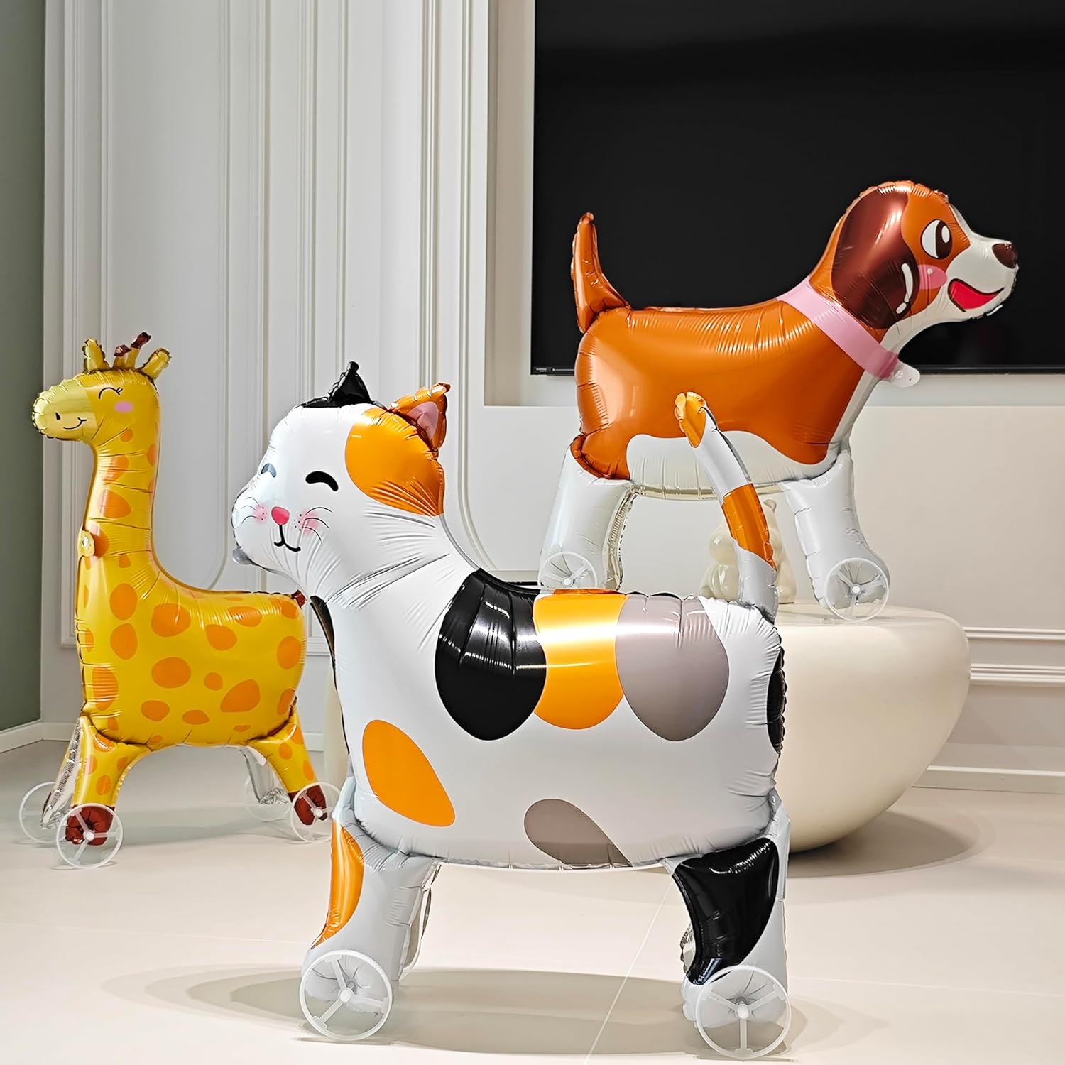 Walking Cat Balloons with Wheels Self Standing Animal Pet Cat Balloons Cat Balloons for Kids Birthday Party Pet Cat Theme Birthday Party Decorations - Giraffe Yellow image number 6