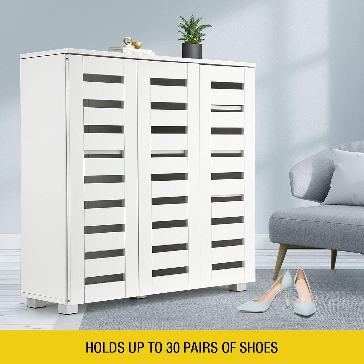 Luxsuite Wooden Shoe Cabinet 4 Tier Shoe Storage Organiser with Adjustable Shelf 30 Pairs Shoes for Hallway Foyerwhite