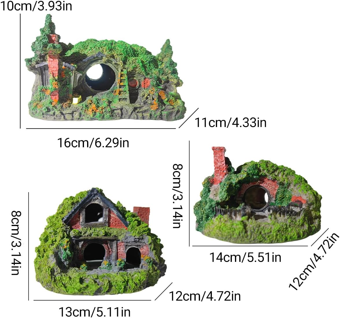 AIMALL Resin Grass House for Aquarium - Simulated Thatch Decoration, Fish Hideout, Enhances Playfulness and Relieves Stress, Suitable for All Water Types