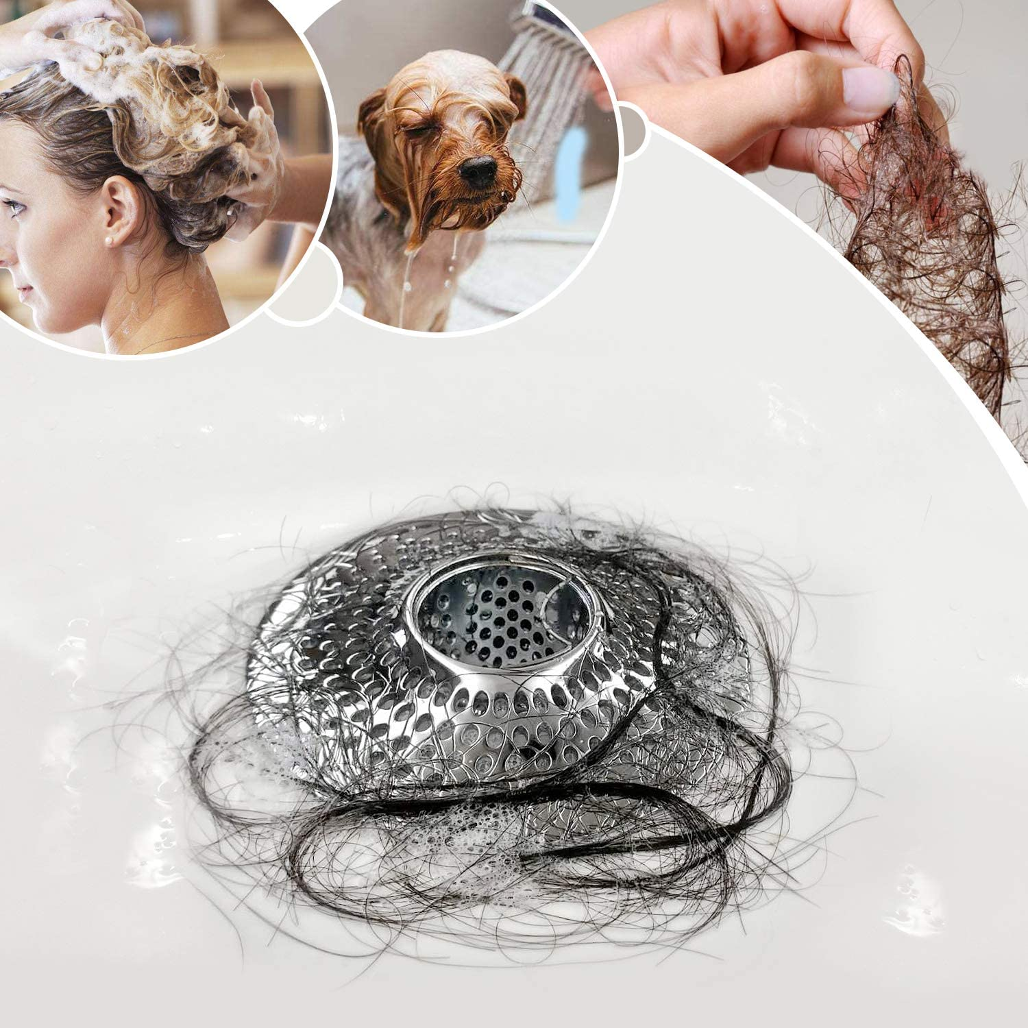 LEKEYE Drain Hair Catcher/Bathtub Shower Drain Hair Trap/Strainer Stainless Steel Drain Protector(Patented Product) image number 5
