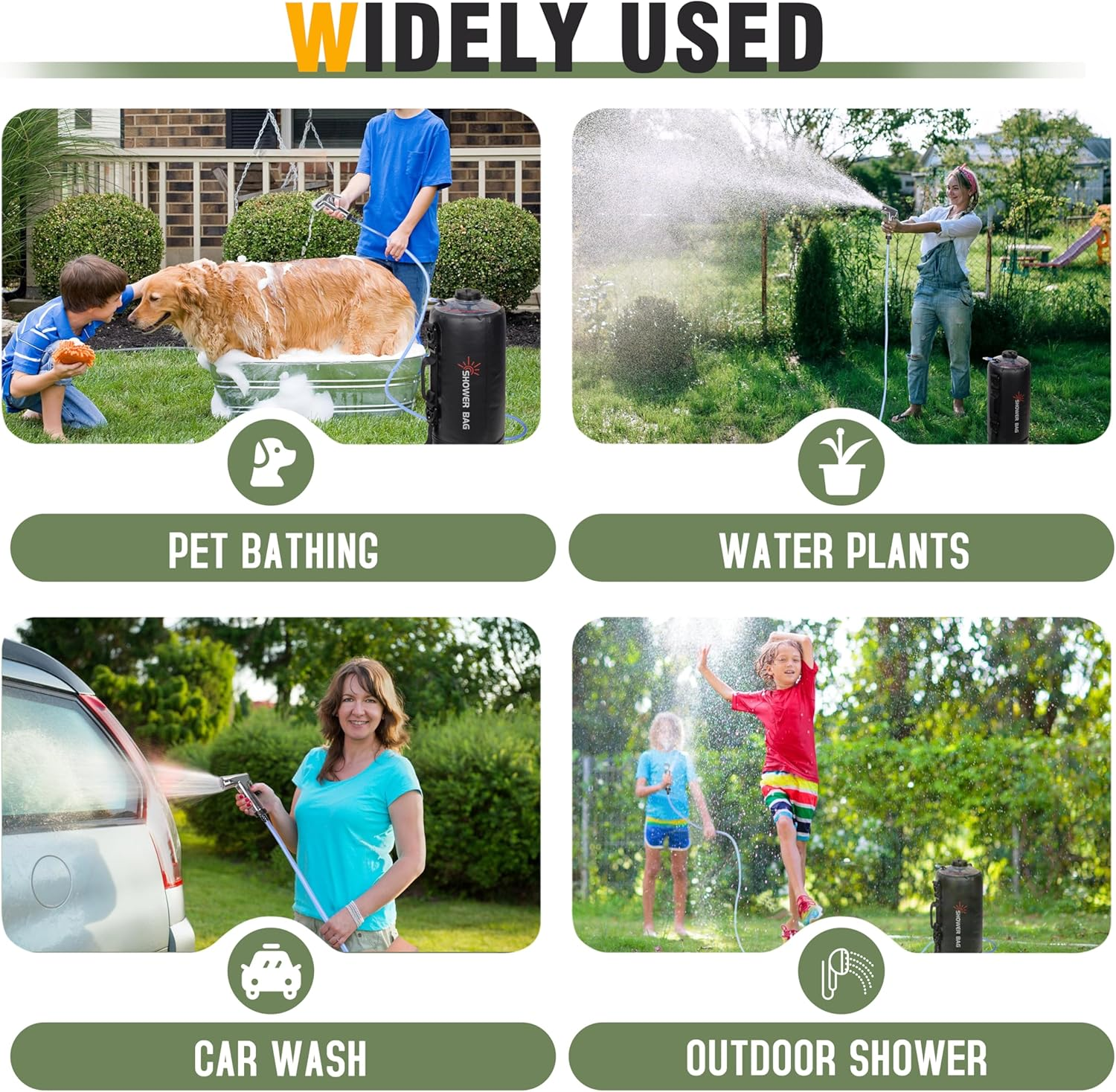 BOOSTEADY Camping Shower, 12L Portable Camp Shower Bag with Upgraded Screw Lid, Auto Pressure Pump, Water Level Window, Solar Shower for Beach Camping Hiking Trip Garden Watering image number 1