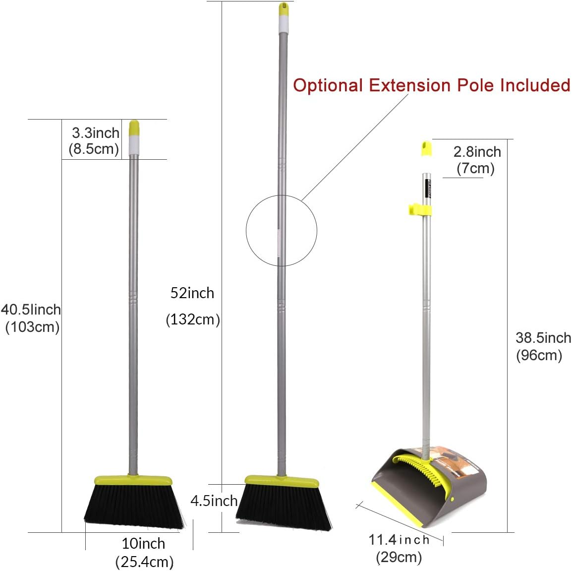 Dust Pan and Broom/Dustpan Cleans Broom Combo with 140Cm Long Handle for Home Kitchen Room Office Lobby Floor Use Upright Stand up Broom and Dustpan Set - Green image number 2
