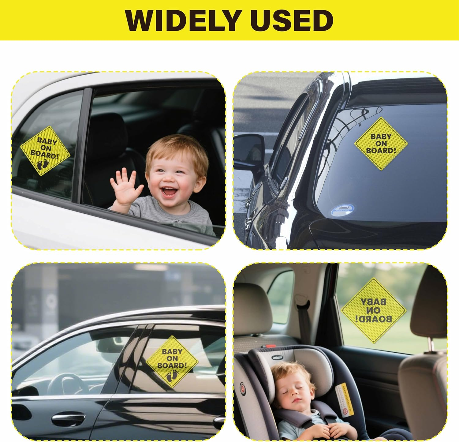 Hayten Baby on Board Car Stickers,2 Pack 5" X 5",Baby on Board Sign Non-Magnetic Sticker for Car Warning Signs Durable and Strong Adhesive Cars Stickers Exterior image number 2