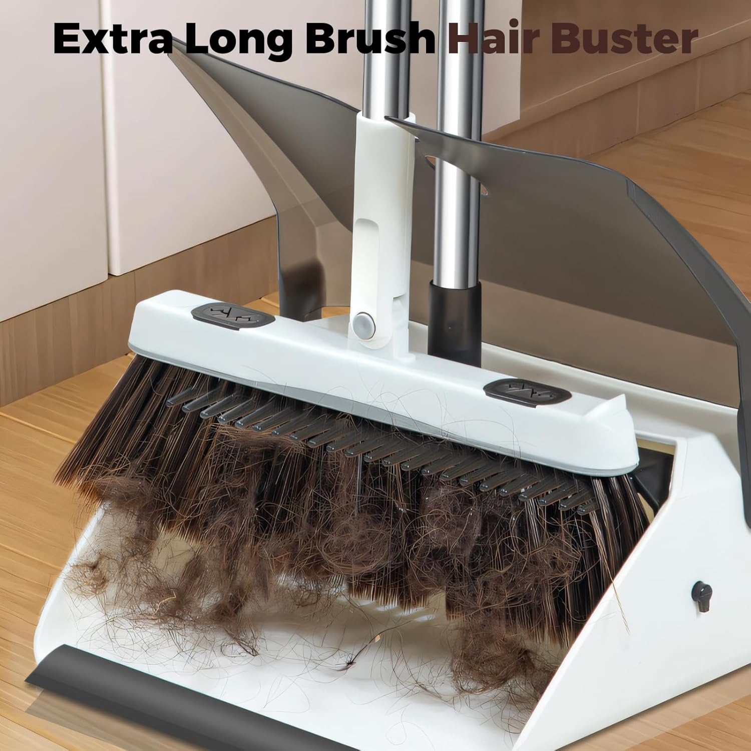 Commercial Heavy Duty Broom and Dustpan with Comb Set, Perfect Dustpan and Brush, Combination for Efficient Home Cleaning, Yellow and Blue