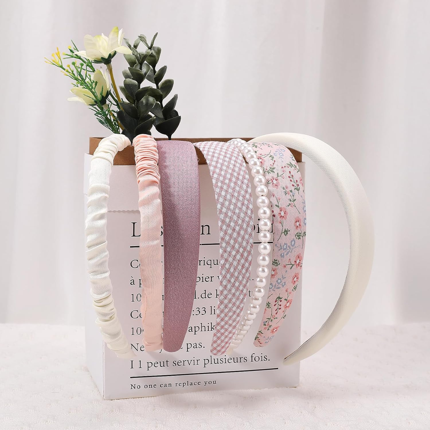 COMNICO Fashion Headbands for Women, 7 Pieces Non Slip Girls Headbands Set Cute Fabric Sparkly Multiple Color Hair Bands Hair Accessories for Women Girls Kids image number 2