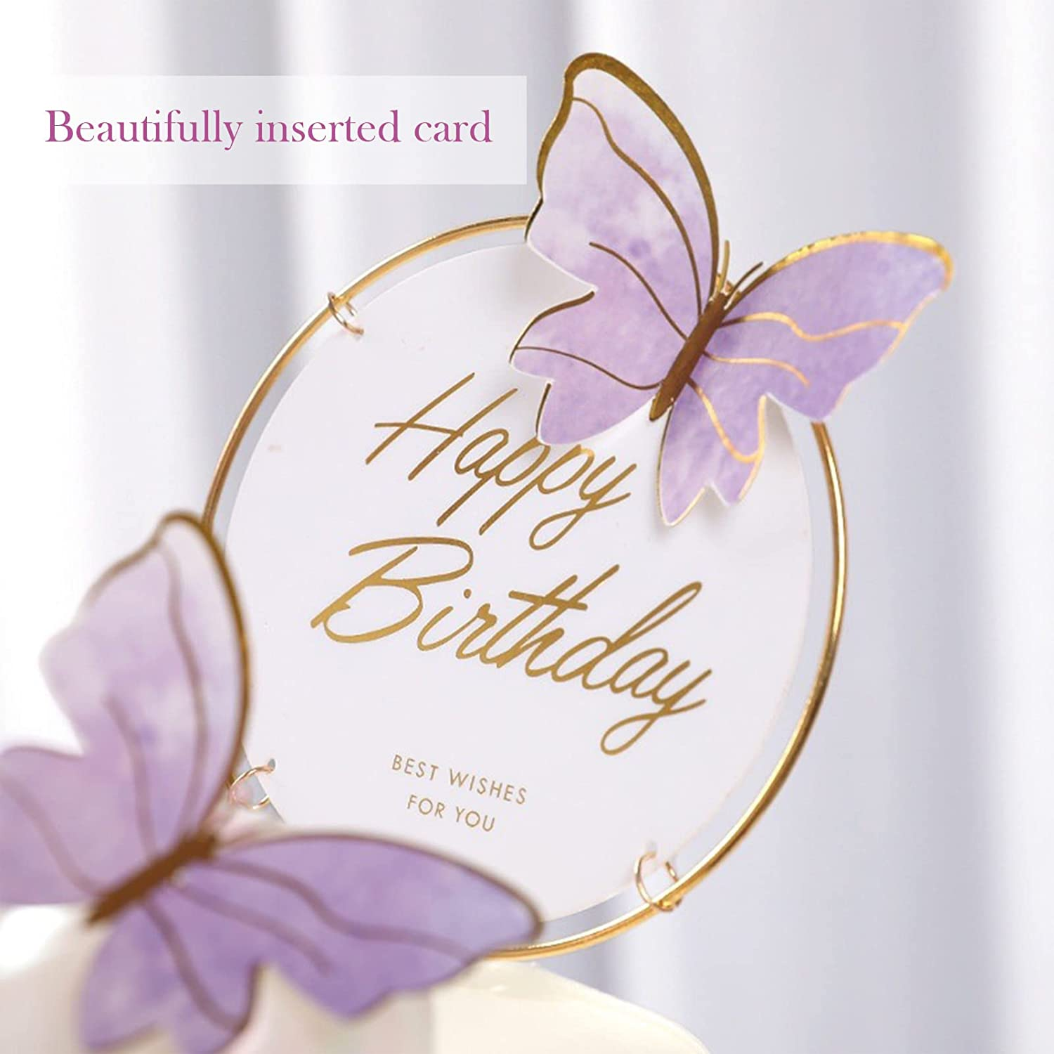 34Pcs Happy Birthday Cake Toppers,Cake Toppers,Cake Decorations with Happy Birthday and 3D Butterfly Cake Toppers,Suitable for Wedding Cake Topper(Butterfly Shape Random) image number 4