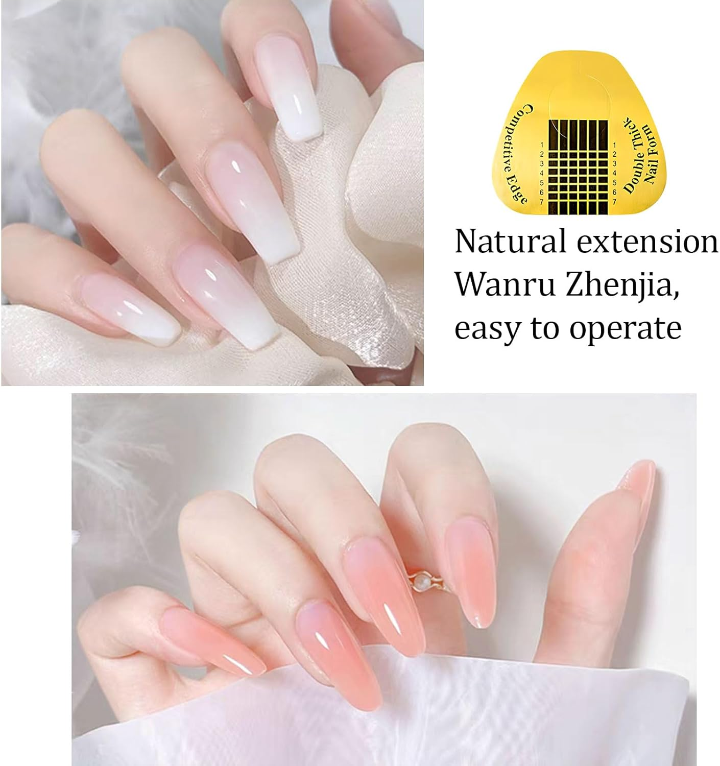 300 Pcs Nail Tips, Long Nail Forms, Gel Nail Stickers, Suitable for Acrylic Nails, UV Gel Nails, Nail Tip Extension Form, Suitable for Home and Salon Use image number 3