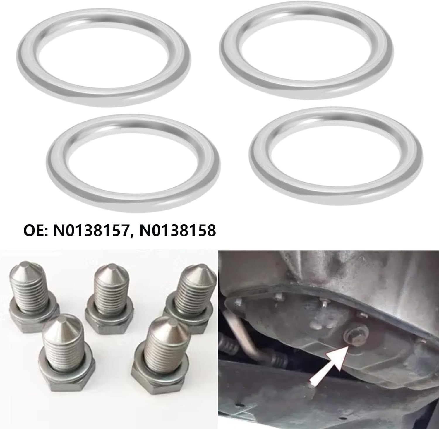 Emsea 25Pcs Oil Drain Plug Gasket Replacement N0138157 N0138158 Compatible with VW Compatible with Audi Compatible with Skoda Oil Drain Plug Washers image number 4