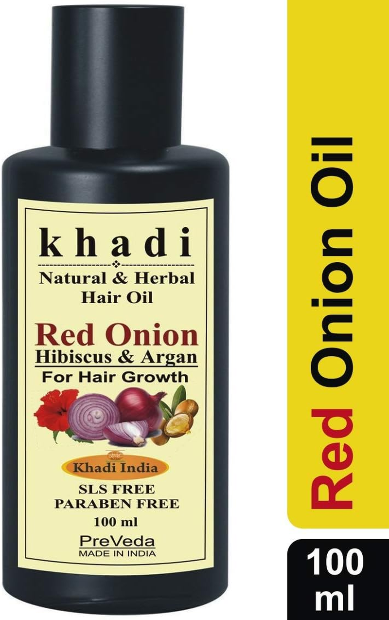 Preveda&reg; Khadi Red Onion Hibiscus & Argan Hair Oil with Best Ayurvedic & Natural Oils 100 Ml image number 1