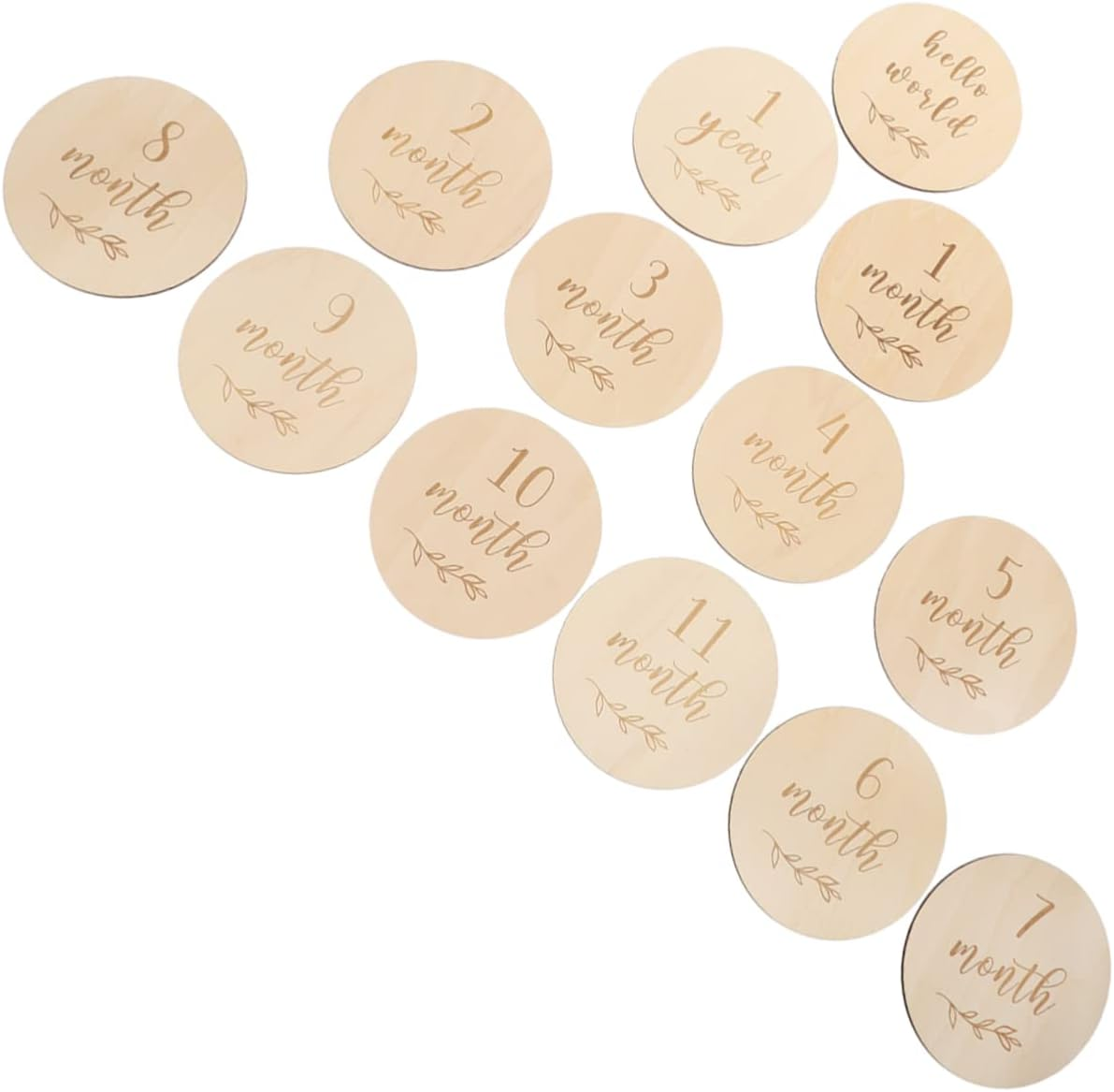 YARNOW 13Pcs Wooden Milestone Cards with Chic Wood Grain Monthly Growth Commemorative Photo Props for Newborns Keepsake Set for First Year Tracking image number 1