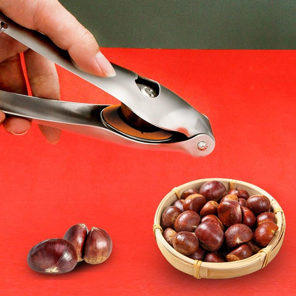 TJ POP Chestnut Cutter, 304 Stainless Steel Chestnut Cracker, Portable Chestnut Opener Clip Peeler, Multifunctional Walnut Hazelnut Pecan Nut Cracker, Ergonomic Kitchen Tool for Easy Shelling image number 1