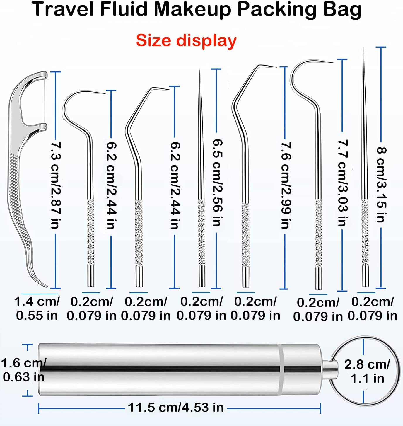 Portable Stainless Steel Toothpick Pocket Set, 7 Pcs Reusable Stainless Steel Oral Set, Metal Toothpicks Cleaning Kit, Reusable Tooth Cleaner Tool for Outdoor Picnic Camping Trave Family image number 3