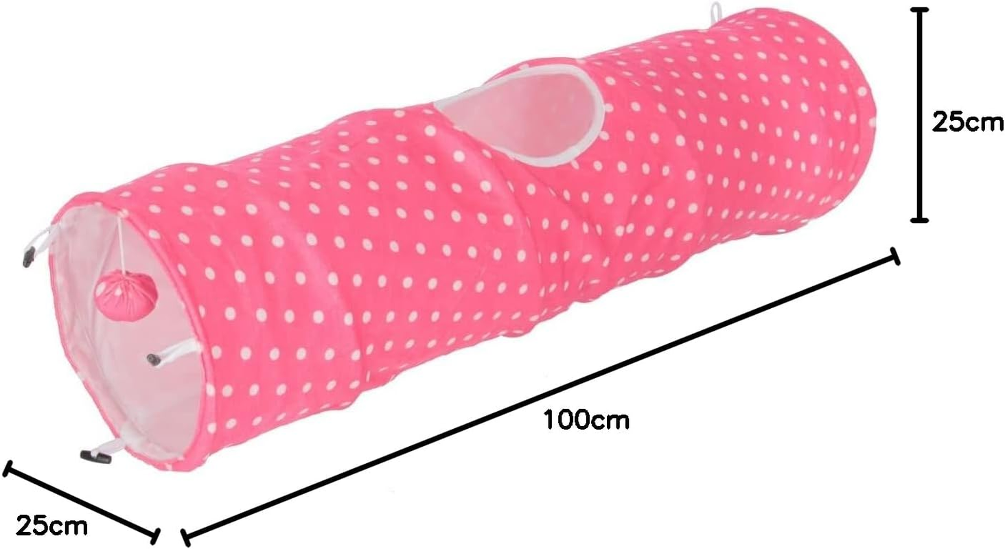Kerbl Cat Tunnel, 100 X 25 Cm, Pink/White, Puntino