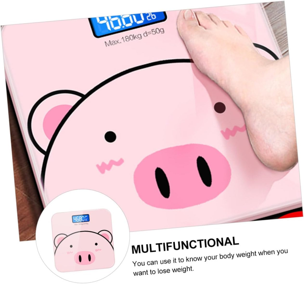 Healeved 1Pc Cartoon Electronic Body Scale with Usb Charging Tempered Accurate Measurement for Home Use Present for Enthusiasts image number 5