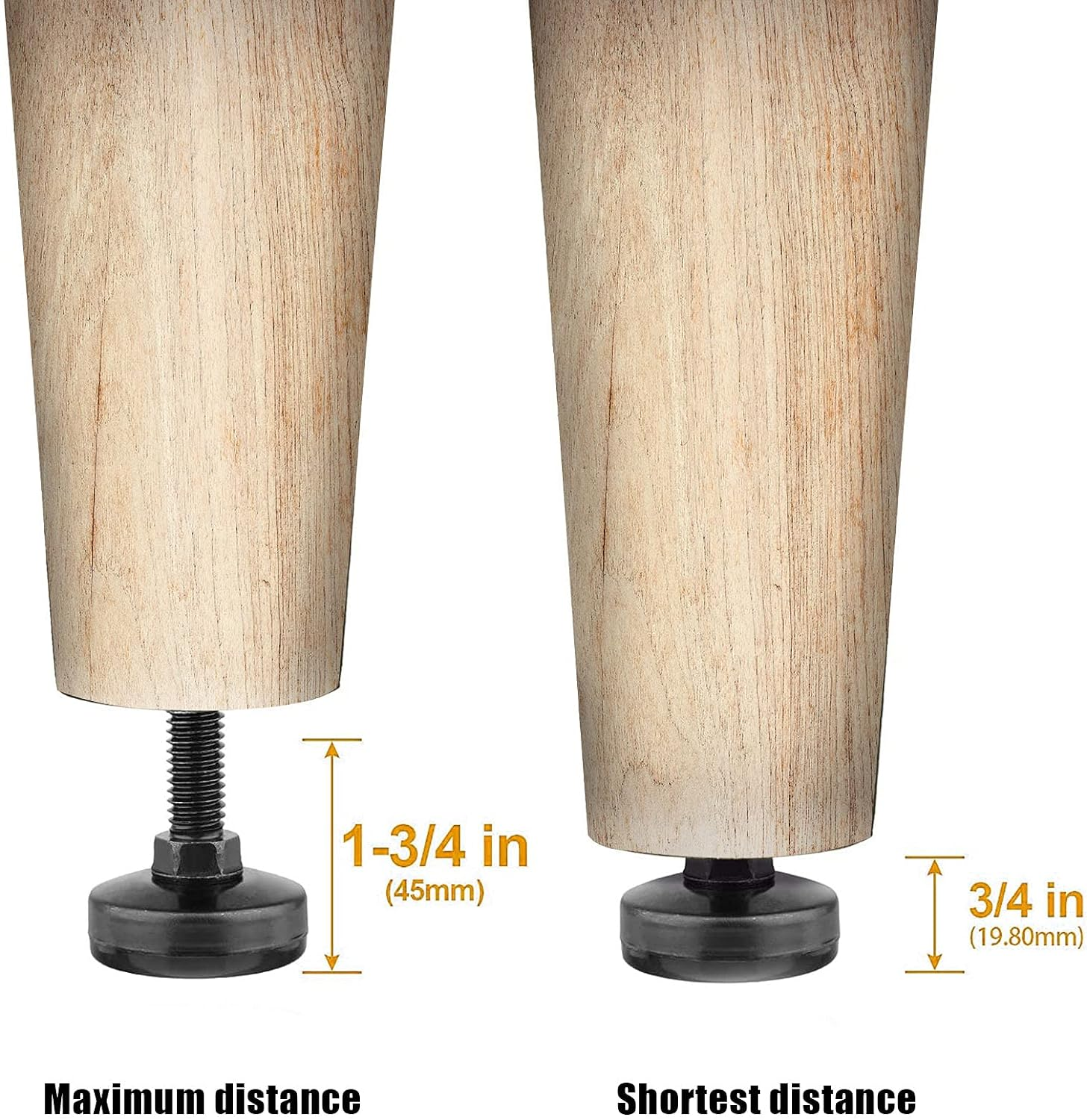 Furniture Levelers, 8 Pieces Adjustable Feet, Black T-Nut Kit 3/8"-16 Thread Heavy Duty Leg Levelers for Table Legs, Furniture Feet, Cabinets, Sofa, Tables, Chairs Raiser