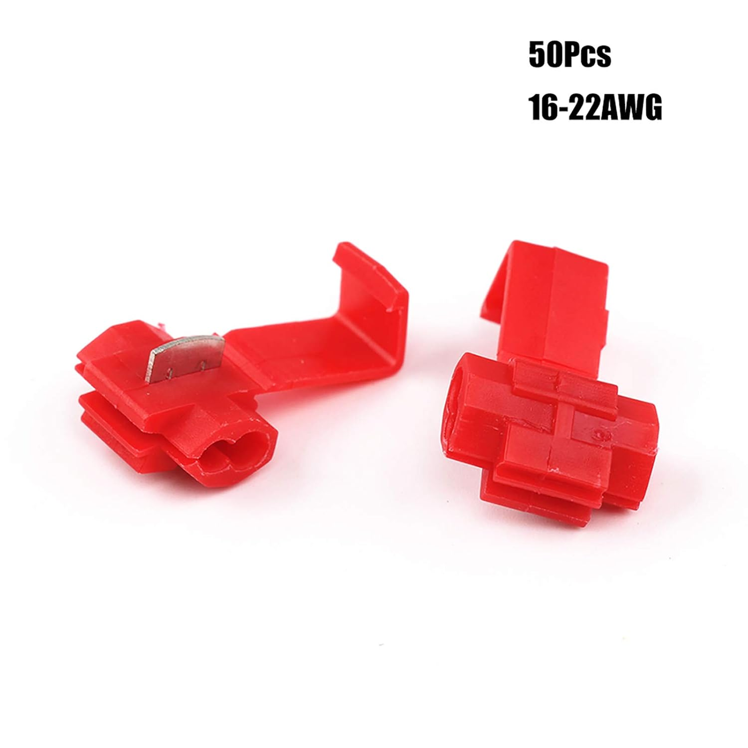 50Pcs Quick Splice Connectors Lock Wire Electrical Cable Connectors Quick Splice Terminals Crimp Red/Yellow/Blue - Blue image number 5