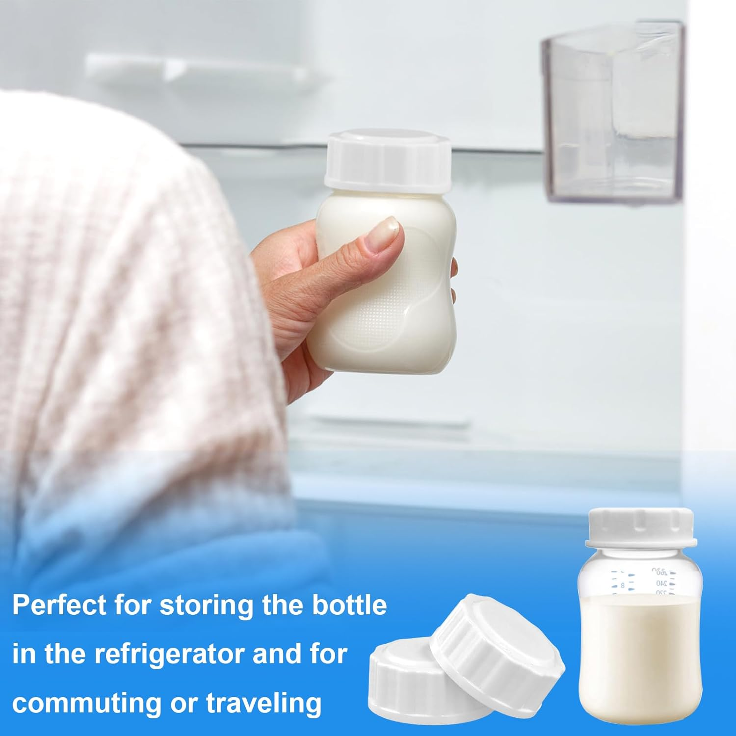 6Pcs Travel Bottle Caps, Baby Bottle Caps Bottle Lids Replacement Baby Bottle Lids Compatible with Wide-Mouth Bottles image number 5