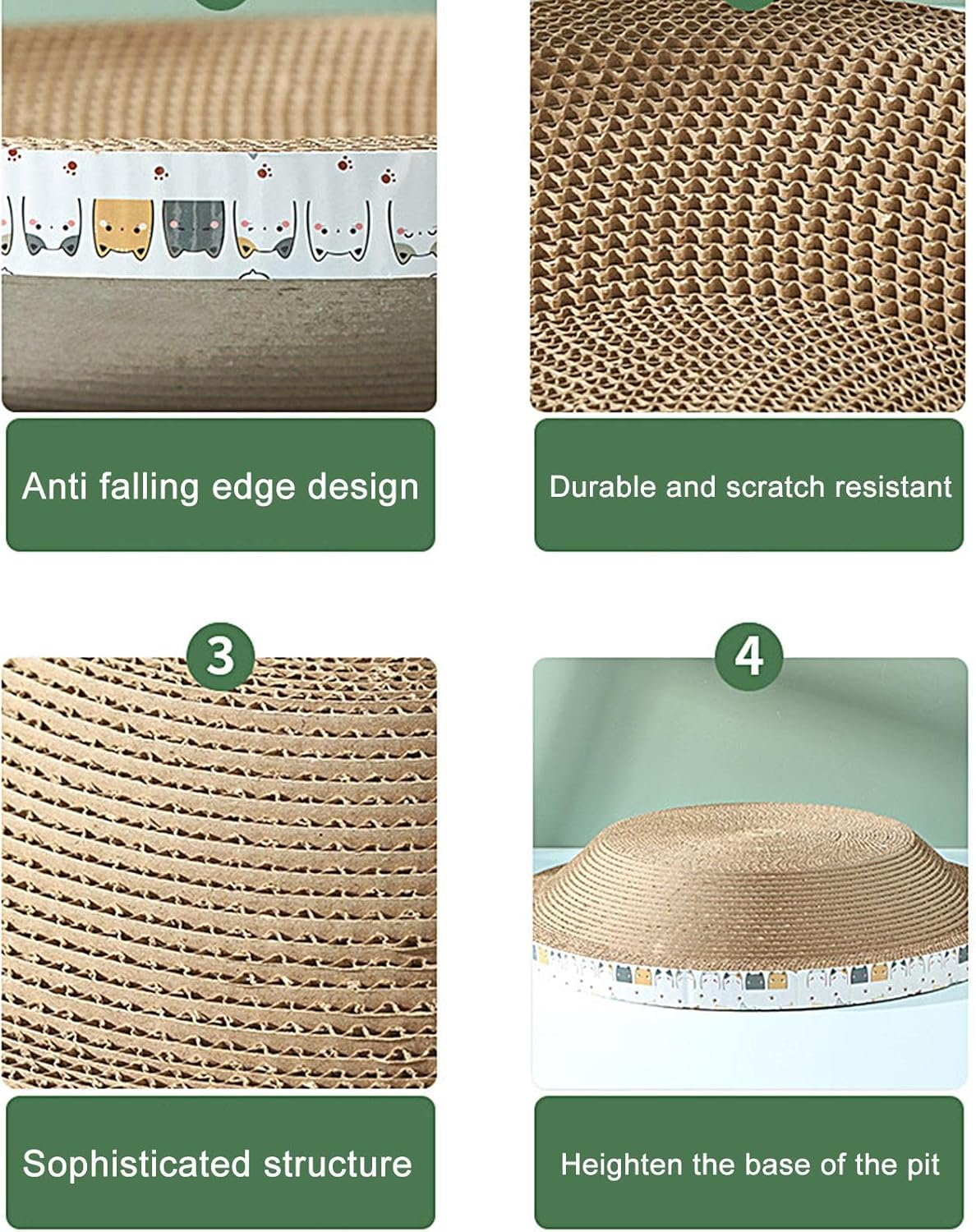 Scratching Board for Cats | High-Density Bowl-Shaped Cat Scratcher Cardboard for Cat Scratch | Cat Furniture Scratching Pads for Indoor Cats Sleeping Cat Scratch Post Gyouza image number 5