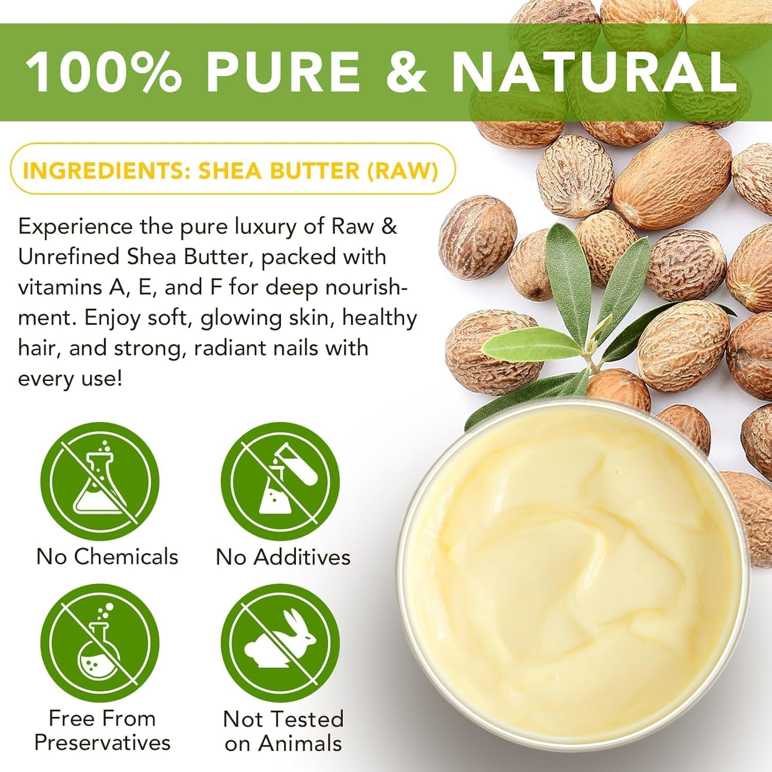 Shea Butter, 100% Pure Organic Raw Unrefined ● Moisturizer for Body, Face & Hair ● Soothes, Nourishes, Softens for Dry Cracked Skin ● Suitable for All Skin Types ● 7.8 Oz / 220G image number 4
