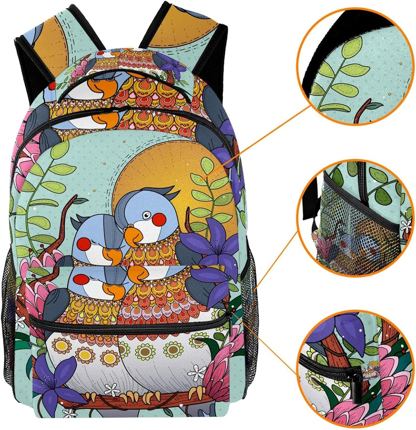 Parrots Animal Backpack Students Shoulder Bags Travel Bag College School Tote Backpacks