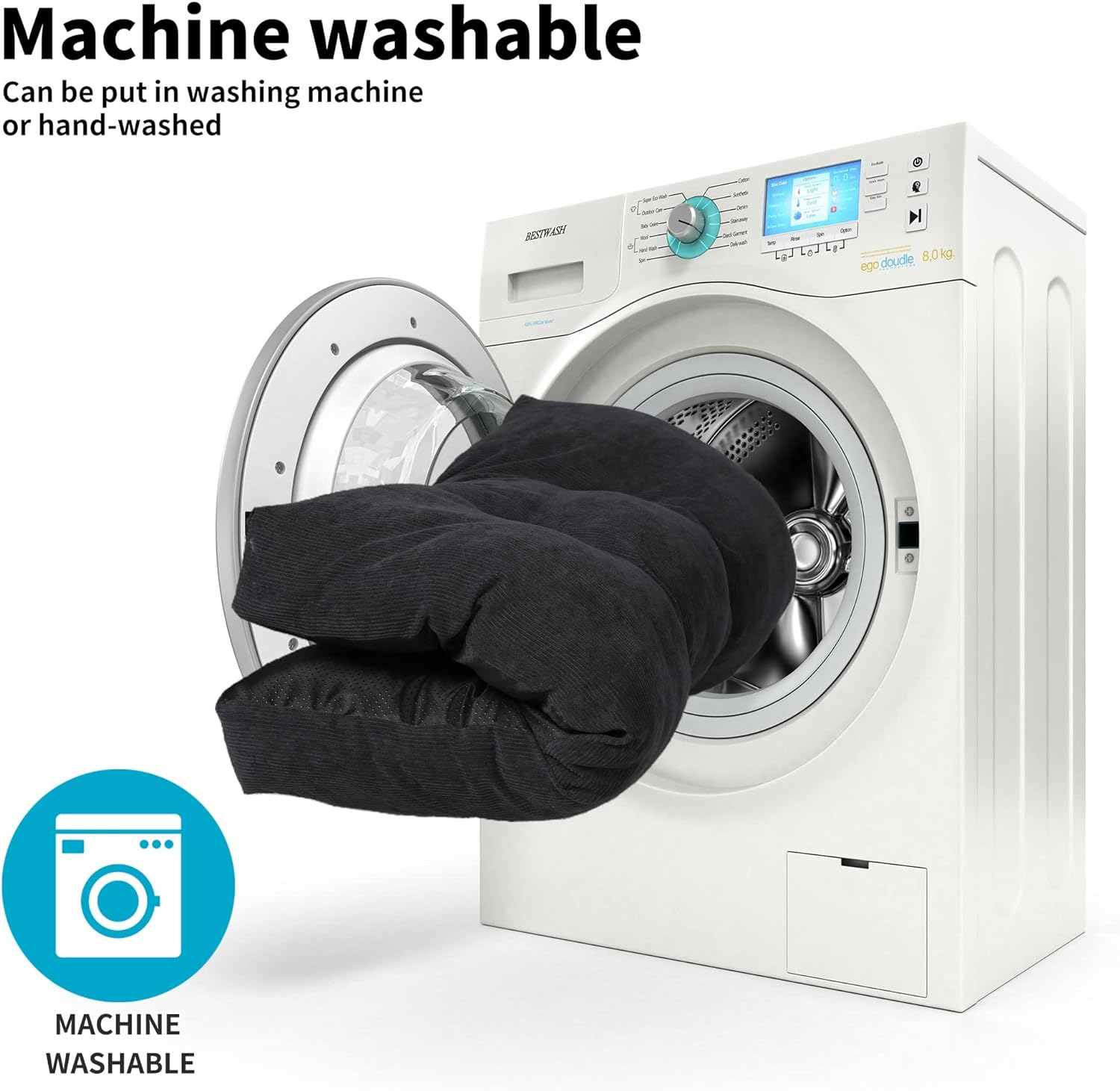 Pawz Pet Cushion &ndash; PP Cotton Bed, Cat, Dog, Puppy, Kitten, Machine Washable, Soft, Plush, Mattress, Dark Grey image number 3