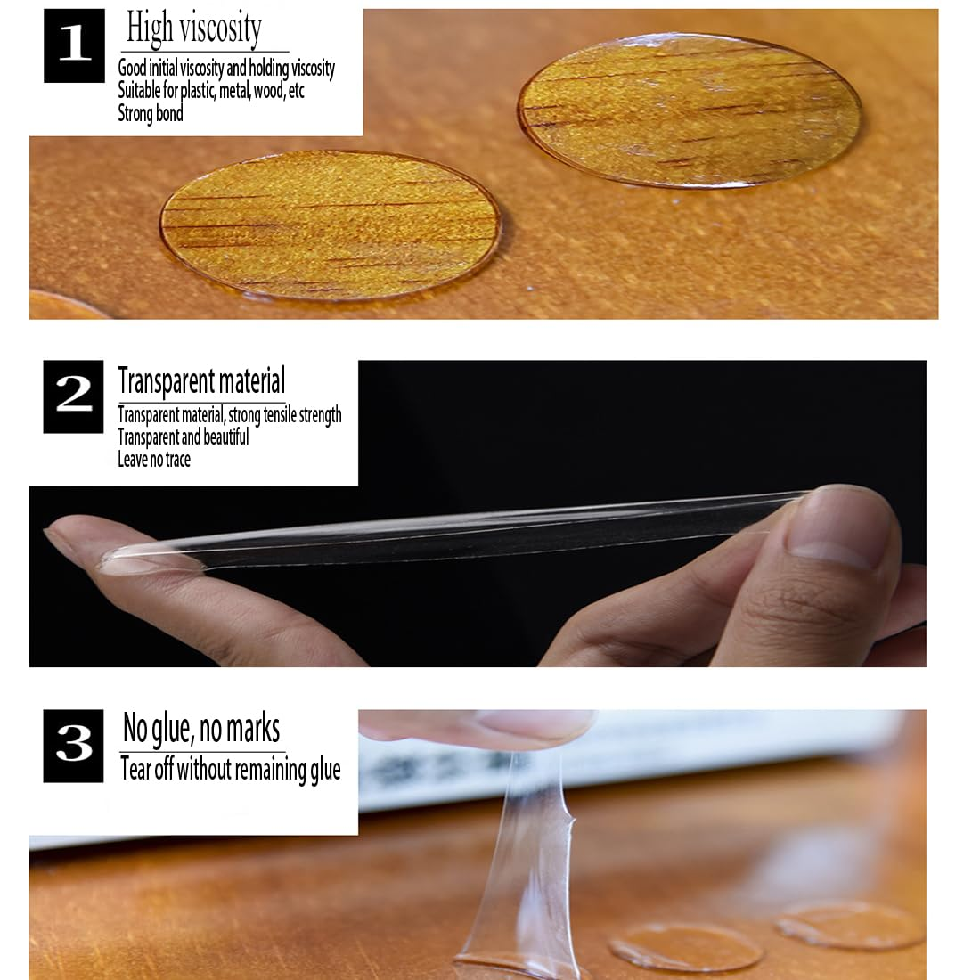 270PCS round Nano Double Sided Tape, Detachable and Versatile,Double Sided Adhesive Tape for Decoration, Party Supplies, Picture Hanging Strips, Carpet Tape image number 5