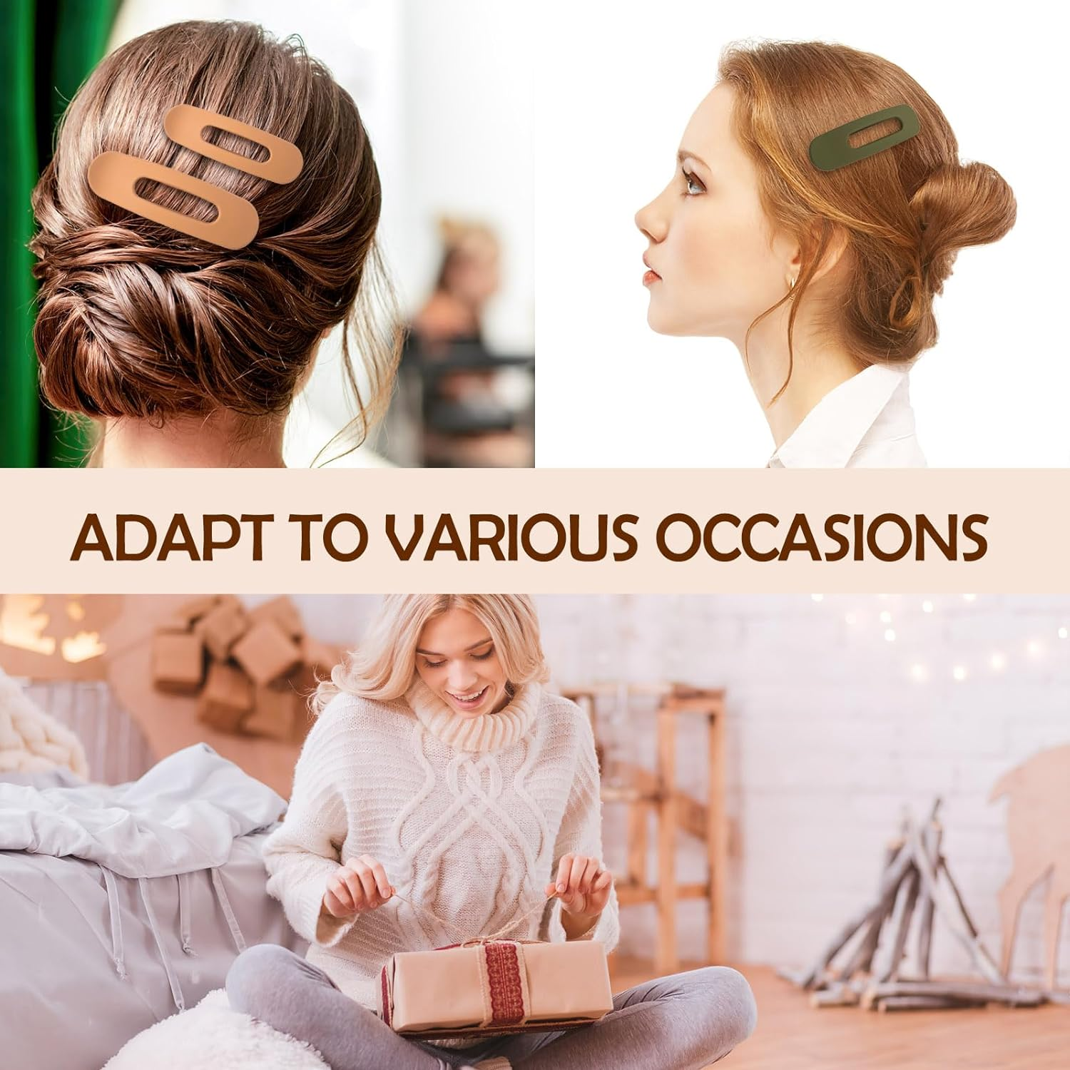 GLITE 12 Pcs Flat Hait Clips, Lay down Claw Clips for Women, 3 Sizes Duck Billed Thin Thick Hair Barrette, Hair Accessories for Girls Non-Slip Slide Hair Clip image number 3