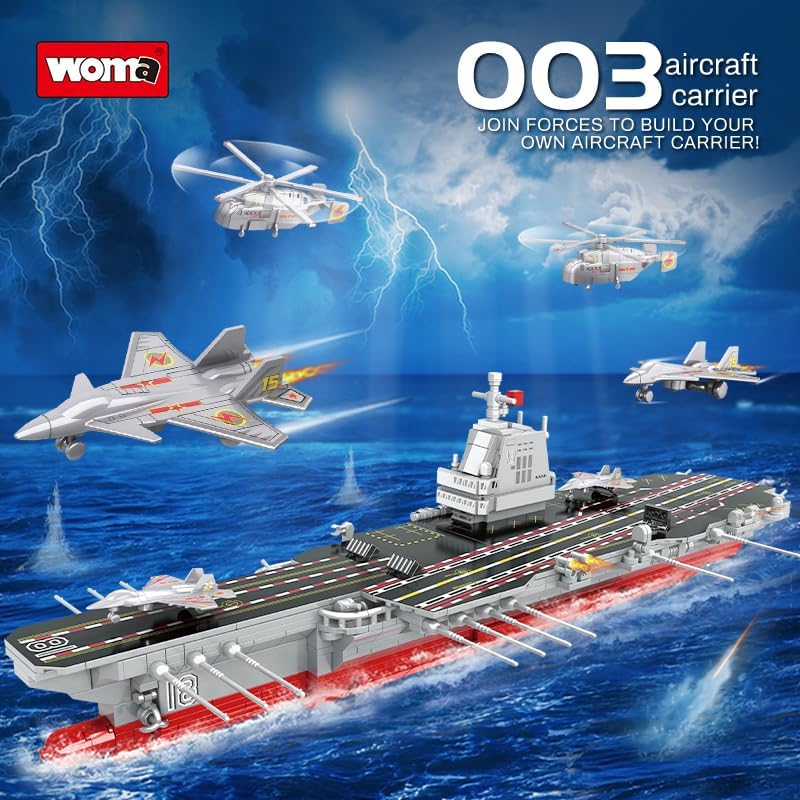Aircraft Carrier Building Blocks Set (838 PCS), Battleship Model Building Toy Kit, Army Battleship Aircraft Boat Building Toy, Fighter Models Role Play,Educational Learning Toy for Kids 6+ image number 2