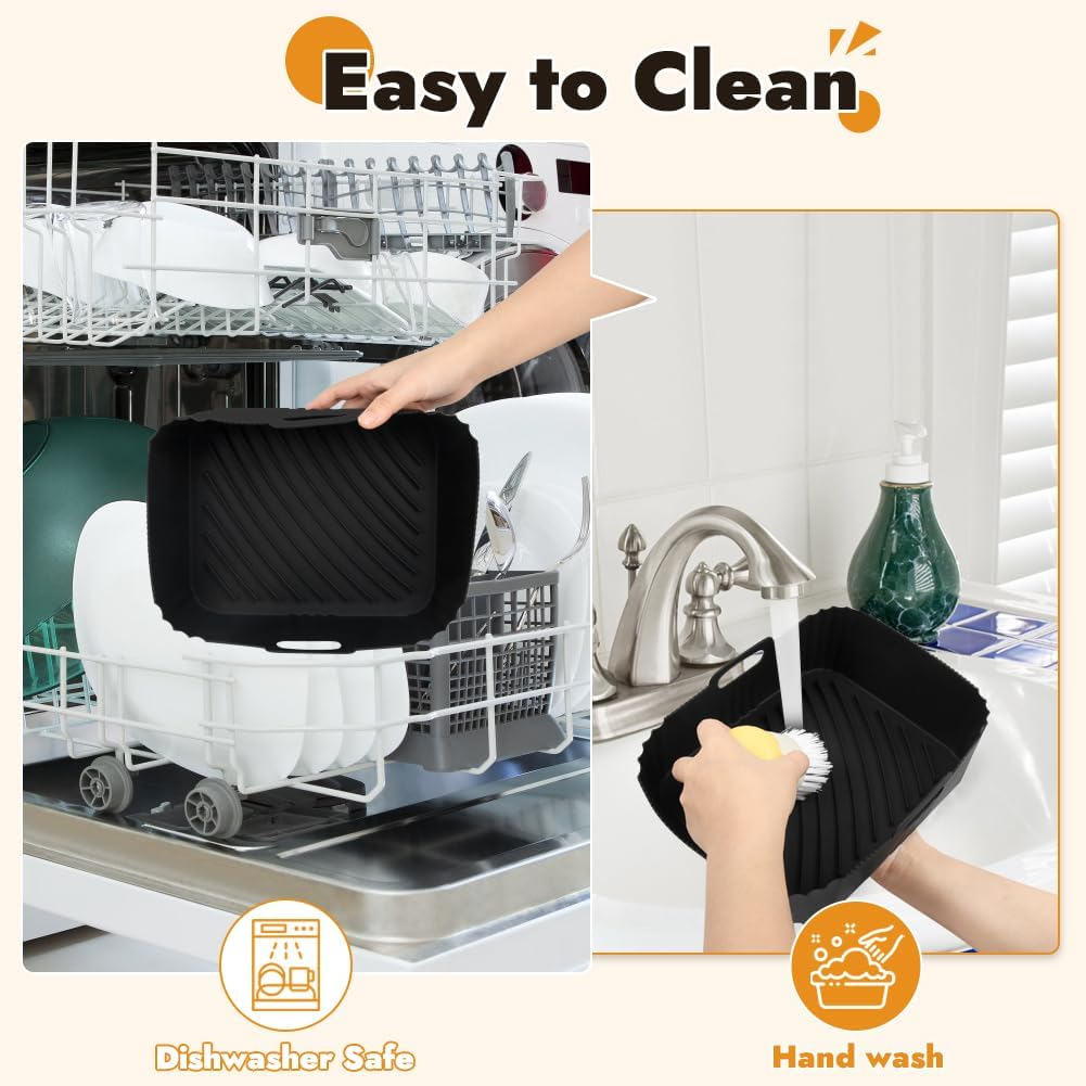 GINOYA Silicone Inserts for Tefal EY9018 Dual Easy Fry 5.2/3.1 L, Moulinex 8.3 L, Cecotec 5.5/3.5 L Baskets, DMS 6L/4L, Air Fryer Accessories for Double Chamber Hot Air Fryer Dual image number 3