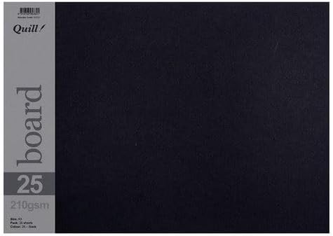 Quill, Surface Board A3, 210Gsm, A3, Pack 25, Black, Acid Free, for Classroom Artwork, Poster, and Display