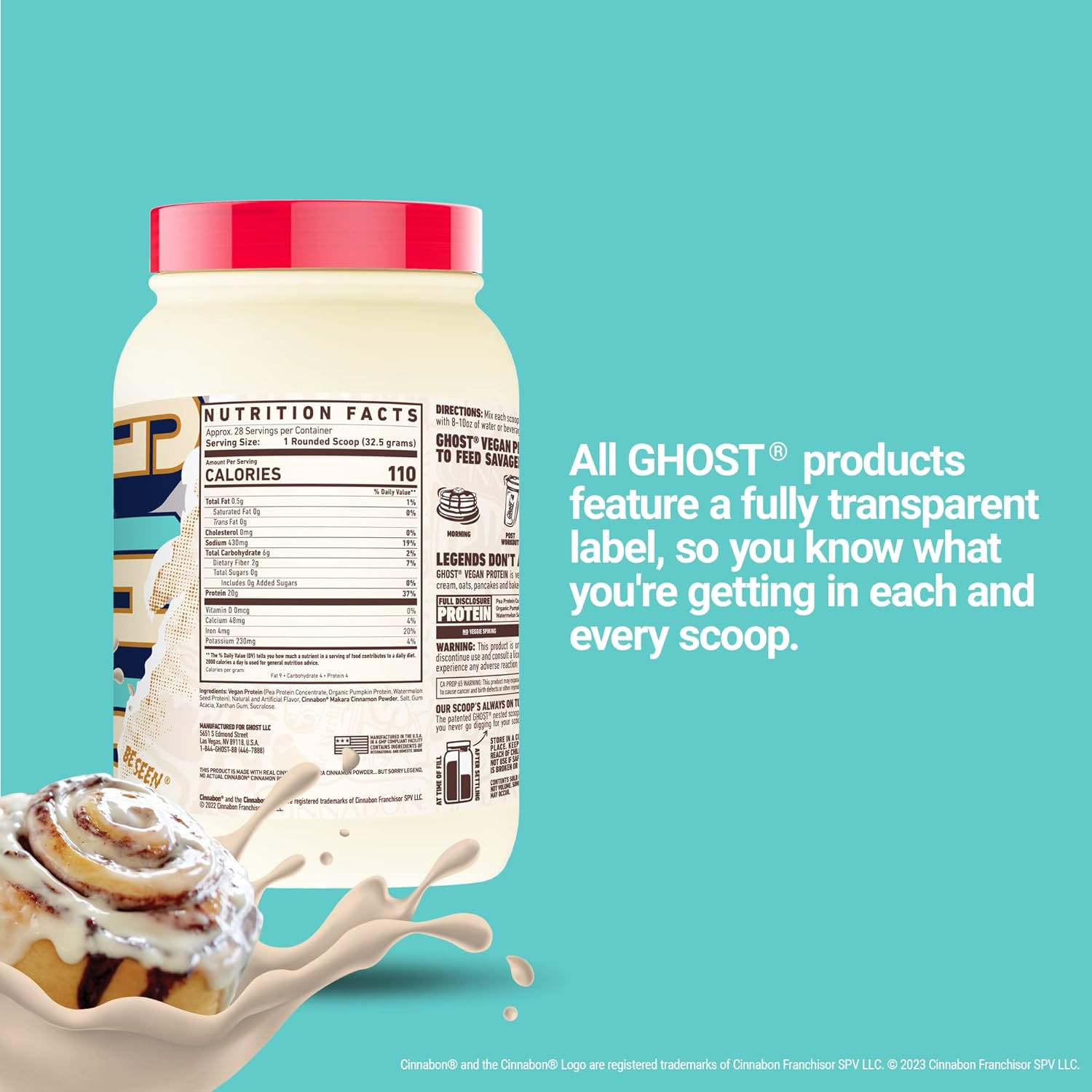 Ghost Cinnabon Vegan Protein Powder 989 G