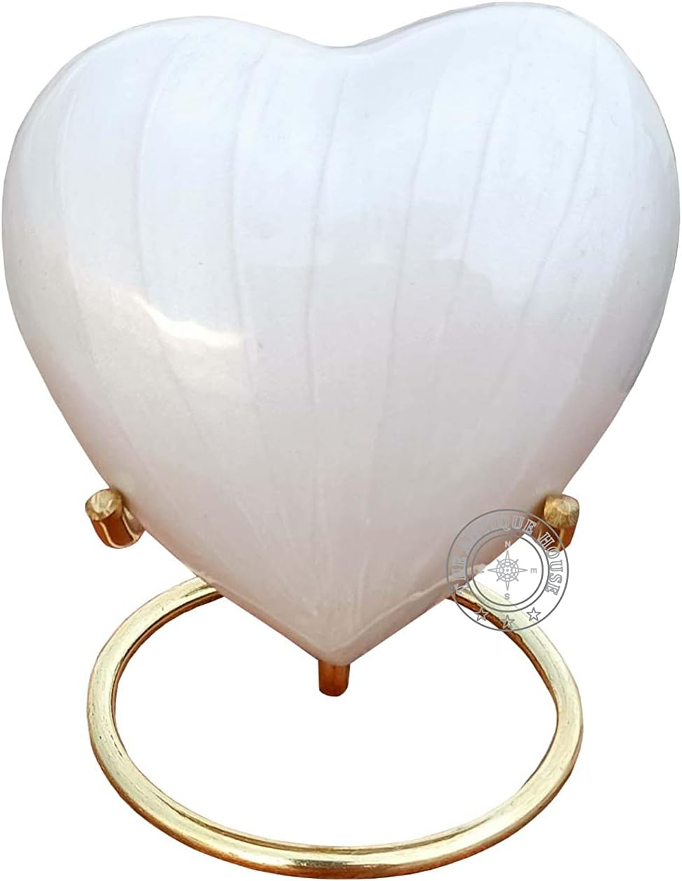 The Antique House White Cremation Urn for Ashes Keepsake Heart Urn with Black Box & Brass Stand Mini Urn for Your Loved One Adult & Funeral Burial for Adults & Infants (A254) image number 3