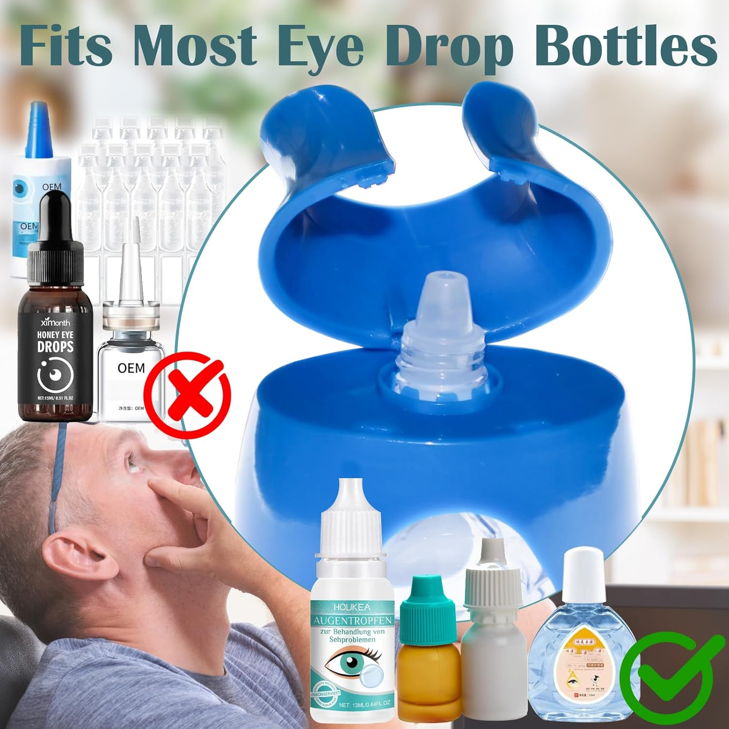 Eyedrop Bottle Guide Adapter - Accurate & Easy Eye Dropper Applicator for Seniors Parkinson'S Arthritis Patients, Reusable Hygienic, Fits Most Standard Eye Drop Bottles, Prevents Waste image number 2