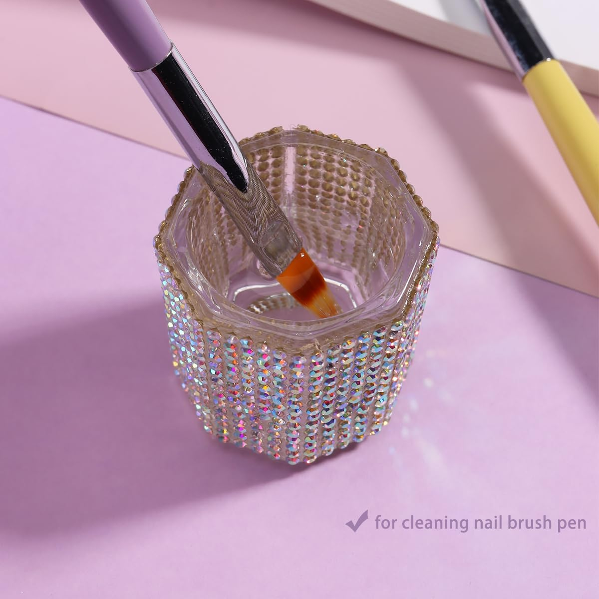 Fspronail Dappen Dish for Monomer, 2Pcs Clear Crystal Acetone Cup Nail Art Acrylic Liquid Dampen Monomer Container Acetone Bowl Acrylic Powder Holder Manicure Glass Bowl image number 3