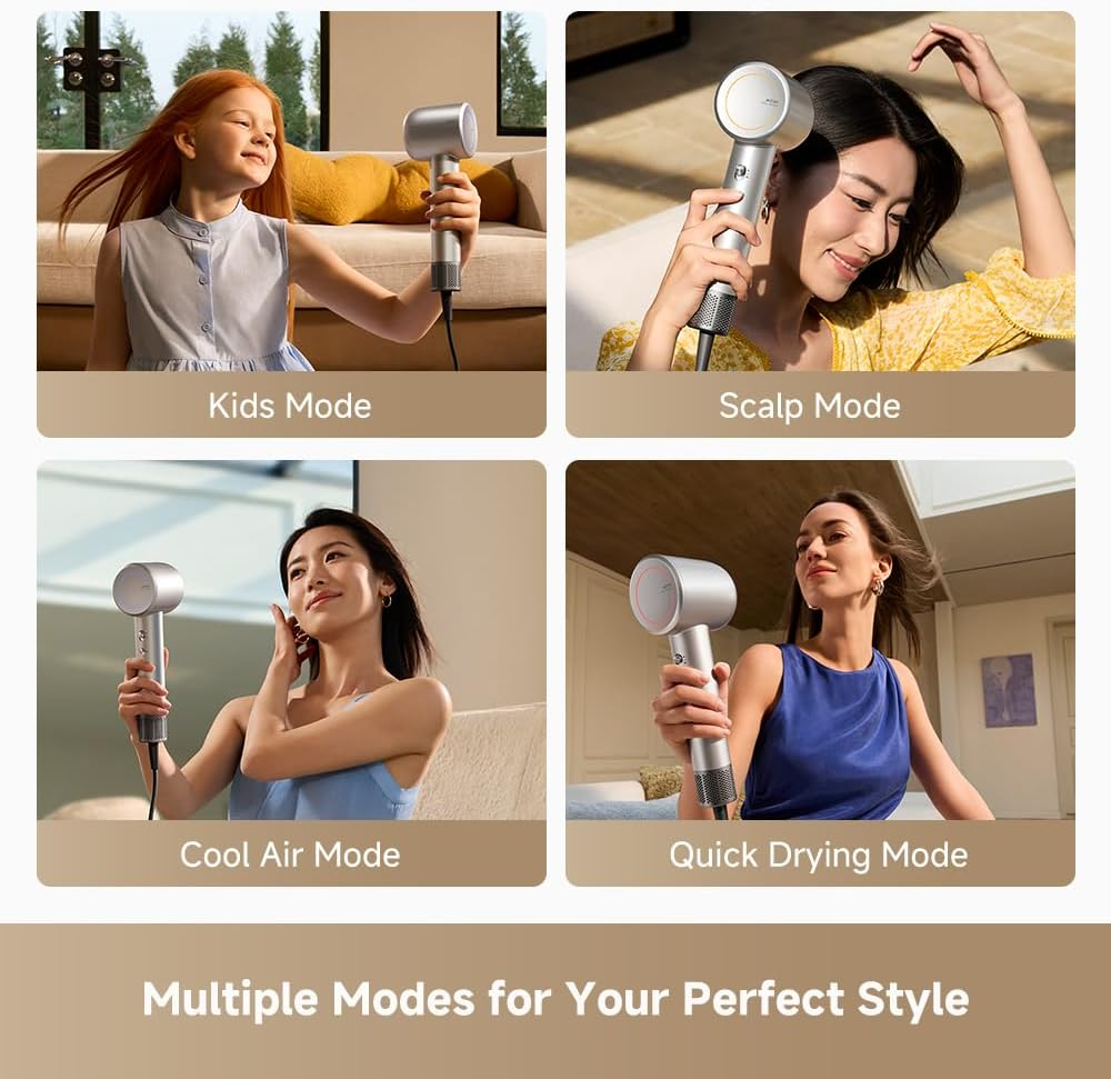 MOVA Shine 10 Upgraded Hair Dryer for All, Exclusive Aeroblossom Technology, 110,000Rpm Brushless Motor, Plasma Hair Care, 1000T/S NTC Monitoring, Multiple Drying Modes, Silver image number 1