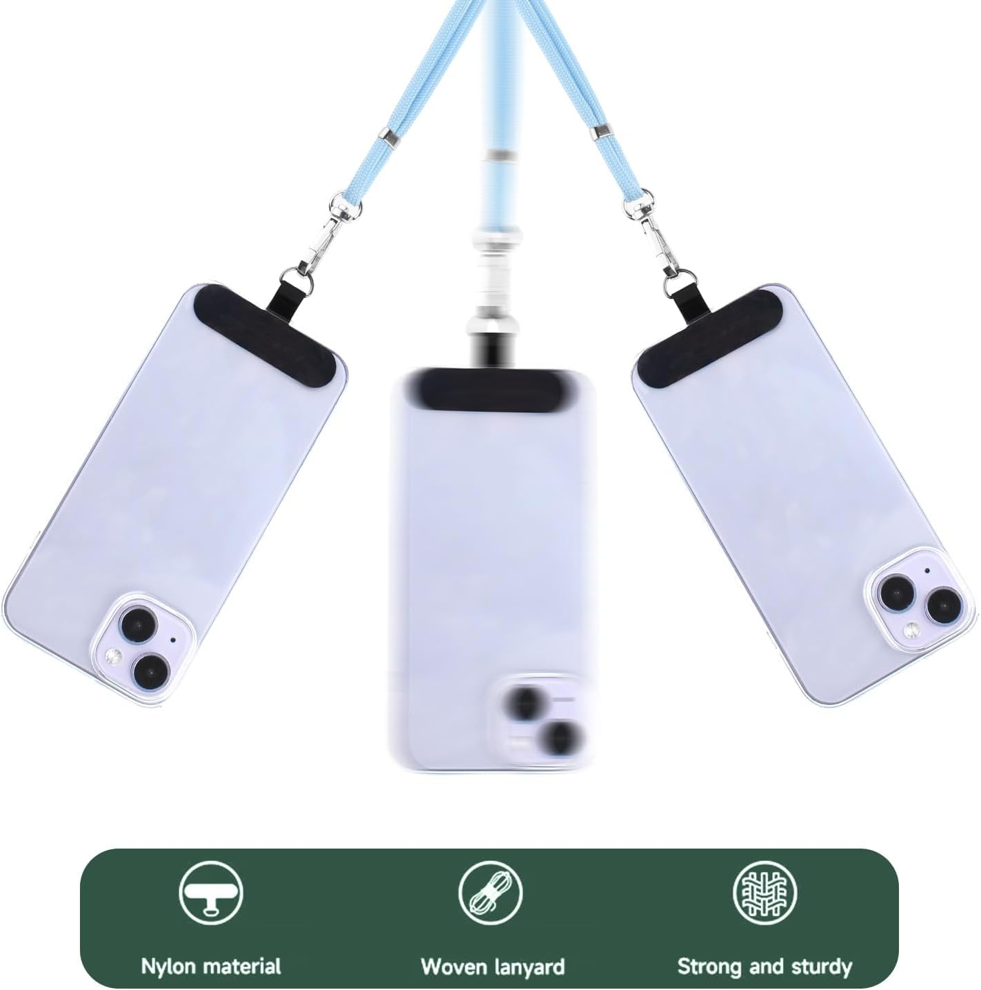 2 Pads Mobile Phone Lanyard Crossbody with 2Pcs Patch Tether Tab,H HOME-MART Adjustable Nylon Neck Wrist Strap Lobster Clasp Hanging Strap Safety for Most Smartphones Cell Phone Accessories