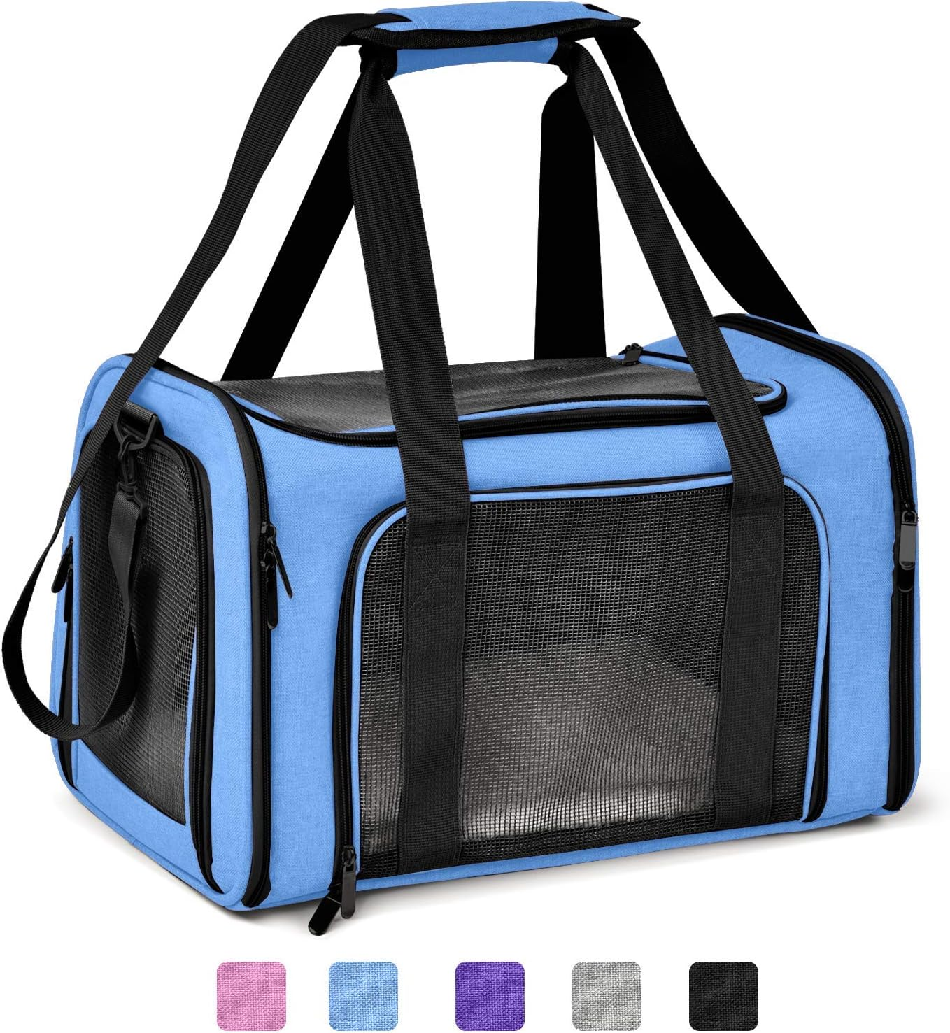 Henkelion Large Cat Carriers Dog Carrier Pet Carrier for Large Cats Dogs Puppies up to 25Lbs, Airline Approved Big Dog Carrier Soft Sided, Collapsible Waterproof Travel Puppy Carrier - Purple