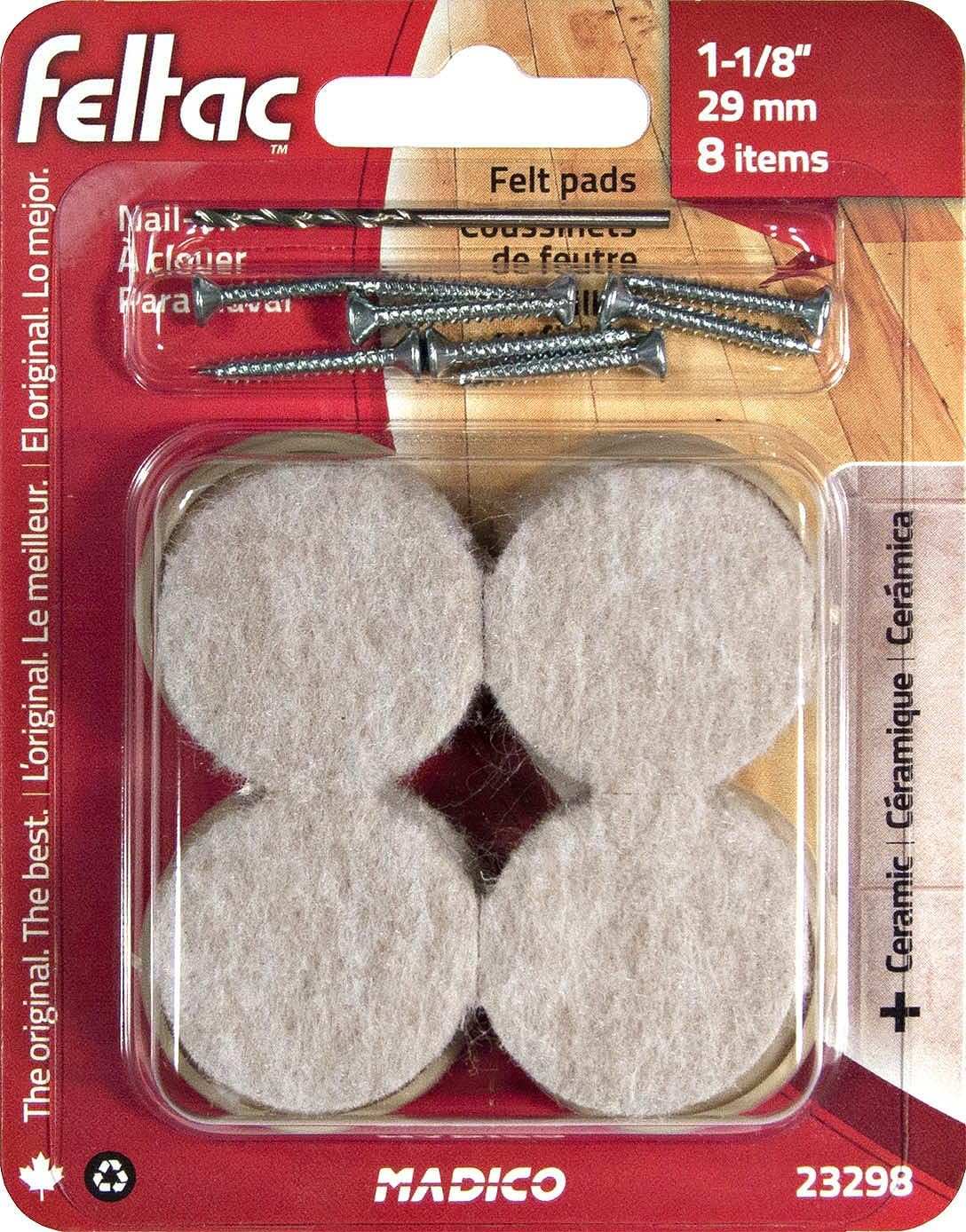 Madico Feltac Nail-On Felt Floor Savers 8-Pack, 29 Mm Size, Beige image number 1