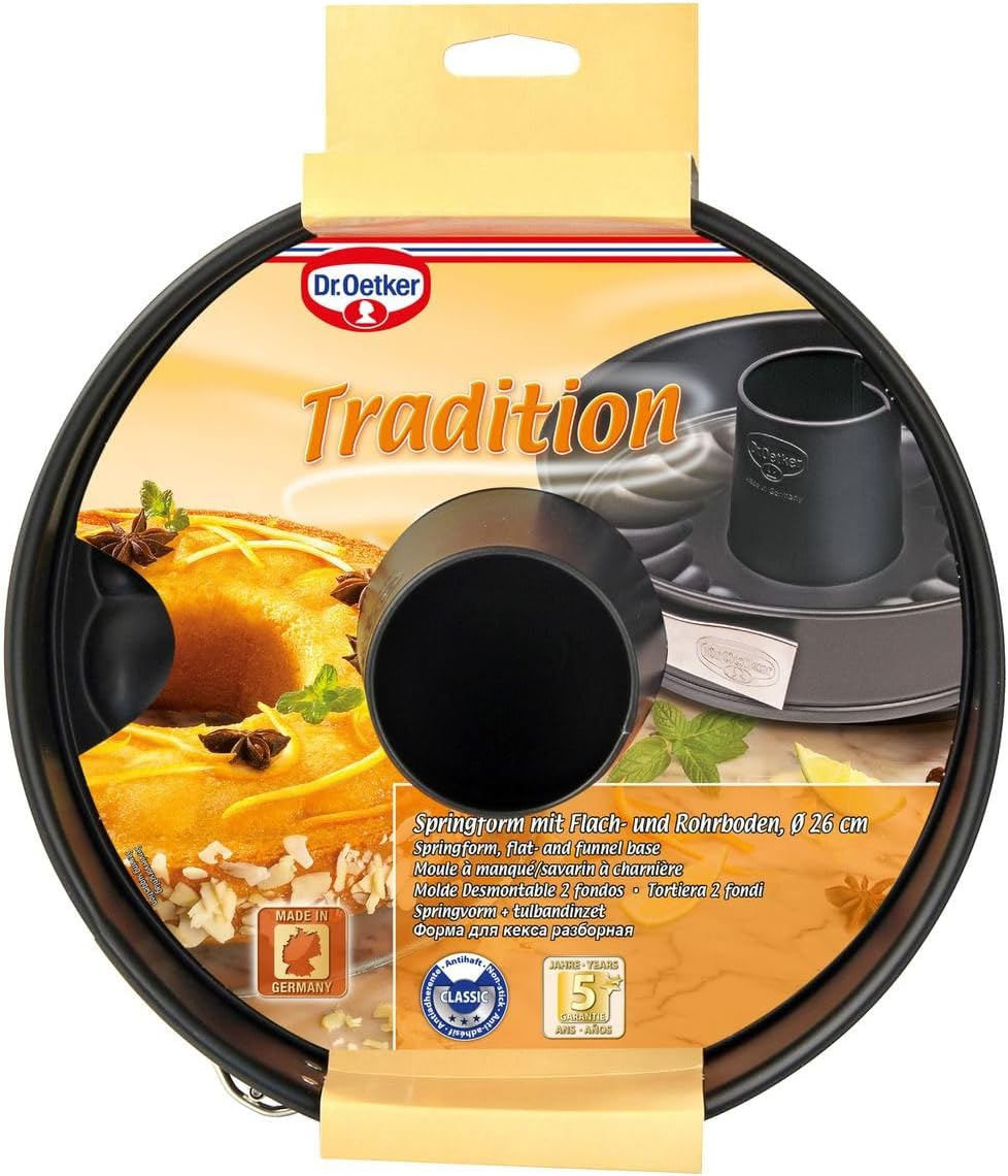 Dr.Oetker Springform Pan with Flat and Tube Base &Oslash; 26 Cm, Cake Mould with Non-Stick Coating, round Coated Pie Tin with Two Bases, Sheet Steel Bakeware (Colour: Black) image number 4
