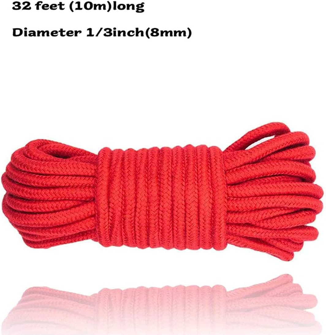 Evealyn Soft Rope Cord,Soft Cotton Rope 3 Pack 10 M/33 Feet 8 MM Solid Braided Twisted Ropes Cotton Rope Craft Rope (Black Red Purple) image number 1