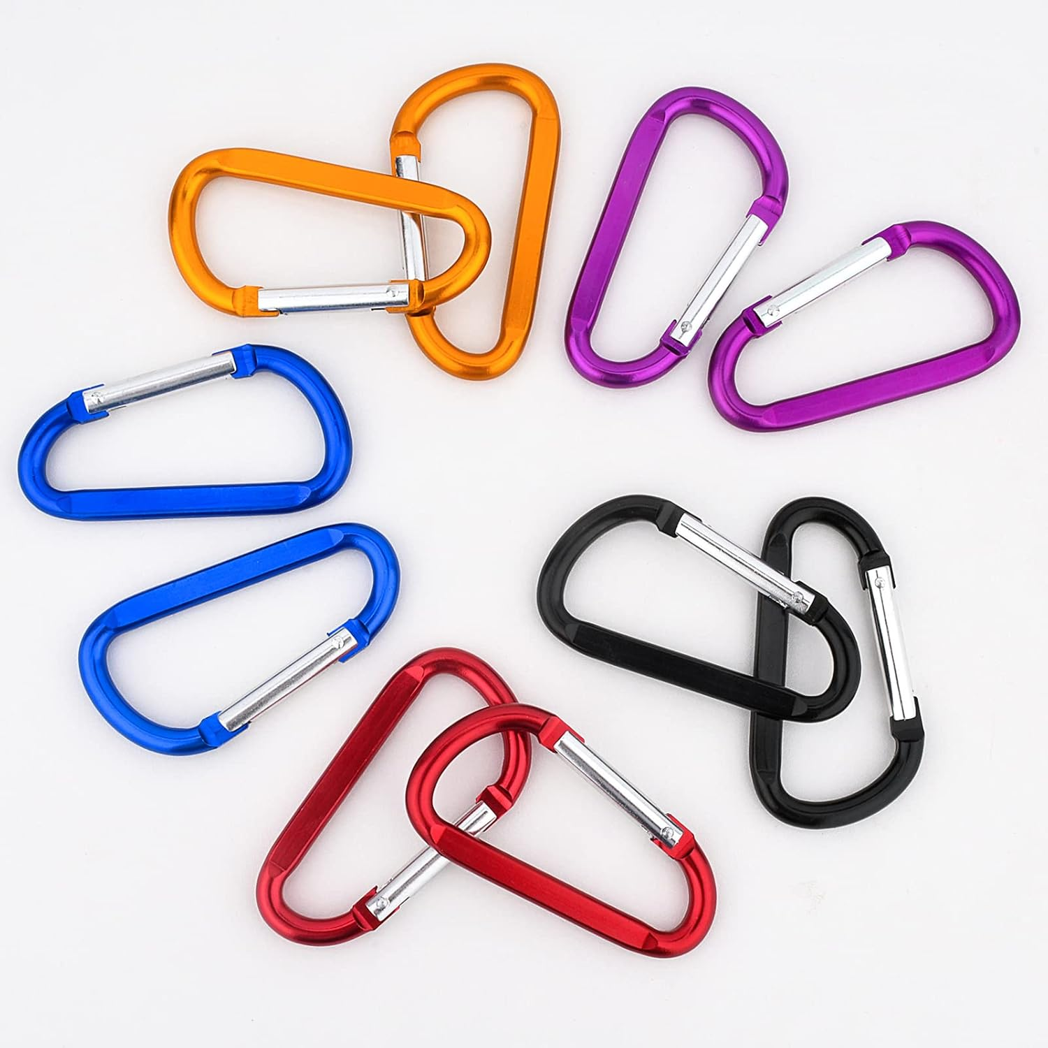 10 Pack 3'' Aluminum Spring Snap Hook Carabiner D Ring Carabiner Clip Camping Accessories Fishing Hiking Traveling and Keychain Craebuer, Colour, 3 image number 6