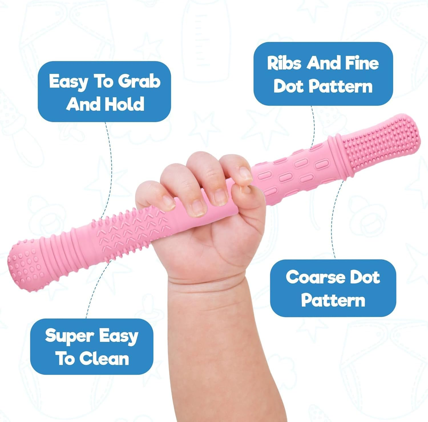 6-Pack Hollow Teether Tube & Chew Straw Sensory Toy - Silicone Teething Toys for Babies 0-36 Months | Bpa-Free, Freezable & Textured for Soothing Gums | Infant Developmental Learning Toys, On-The-Go Gift image number 2