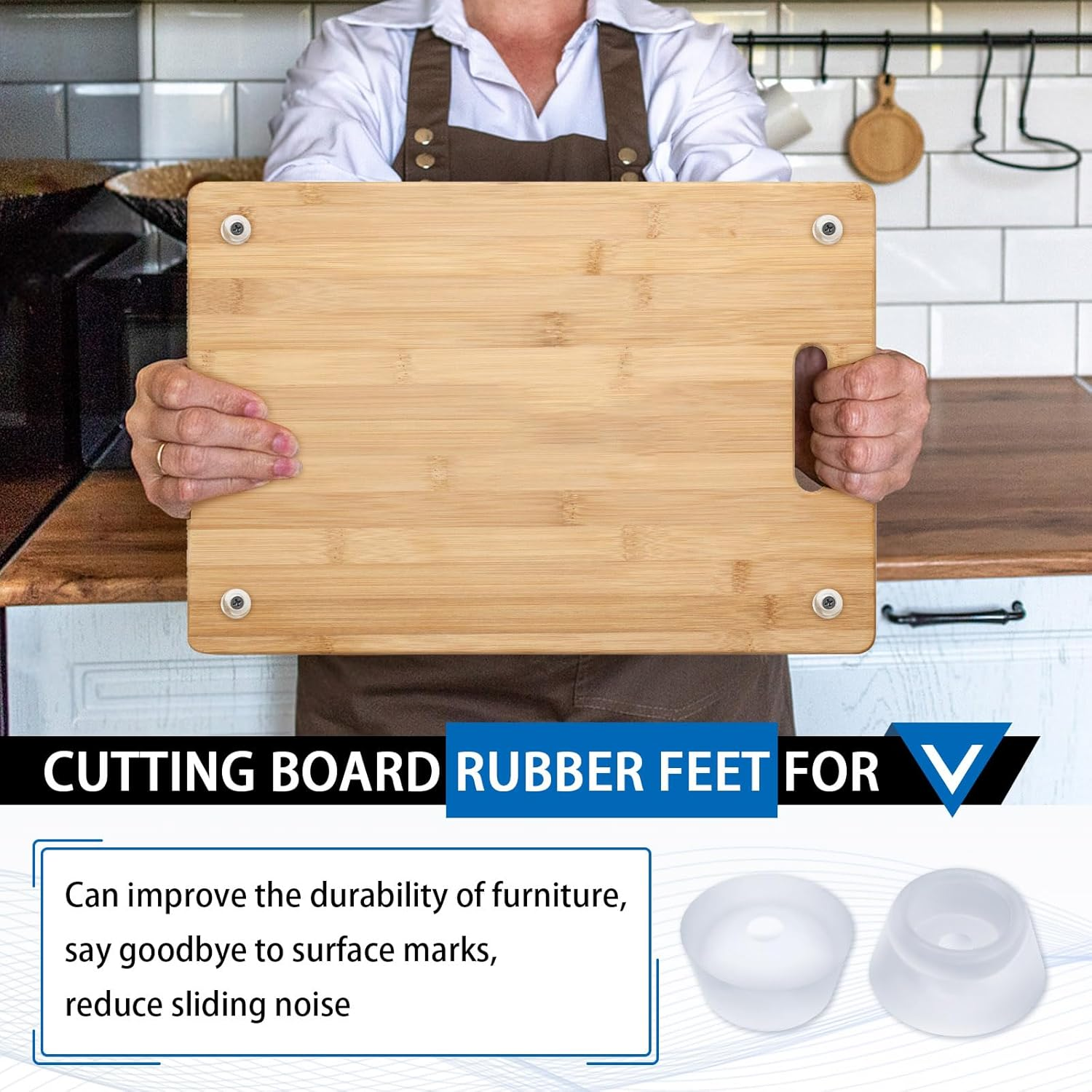 90 Pieces Screw on Rubber Feet for Cutting Board, Non Slip Cutting Board Feet, round Cabinet Rubber Bumpers Pads Legs Protectors for Furniture Chair Table Dresser image number 5